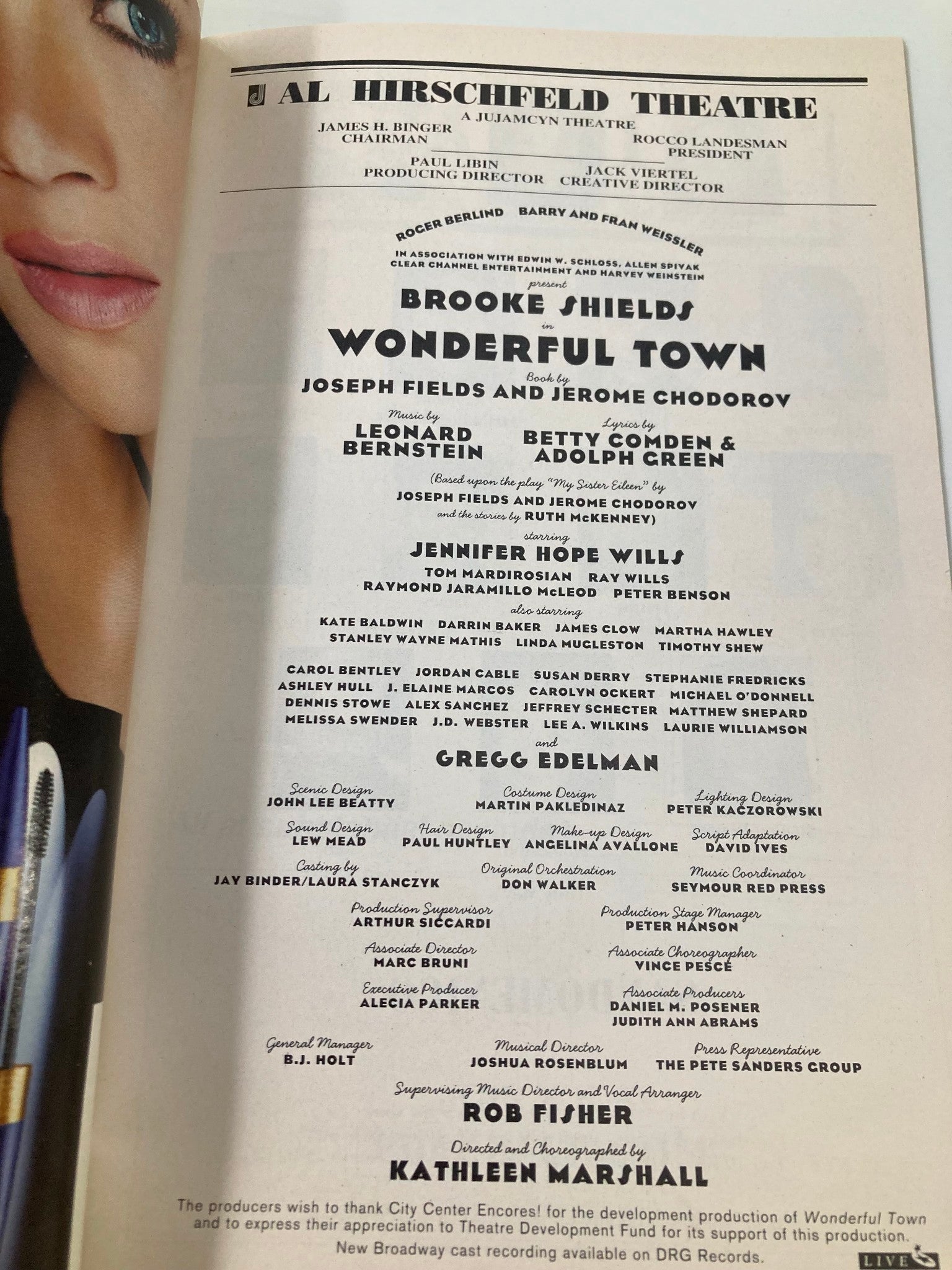 2005 Playbill Al Hirschfeld Theatre Brooke Shields in Wonderful Town