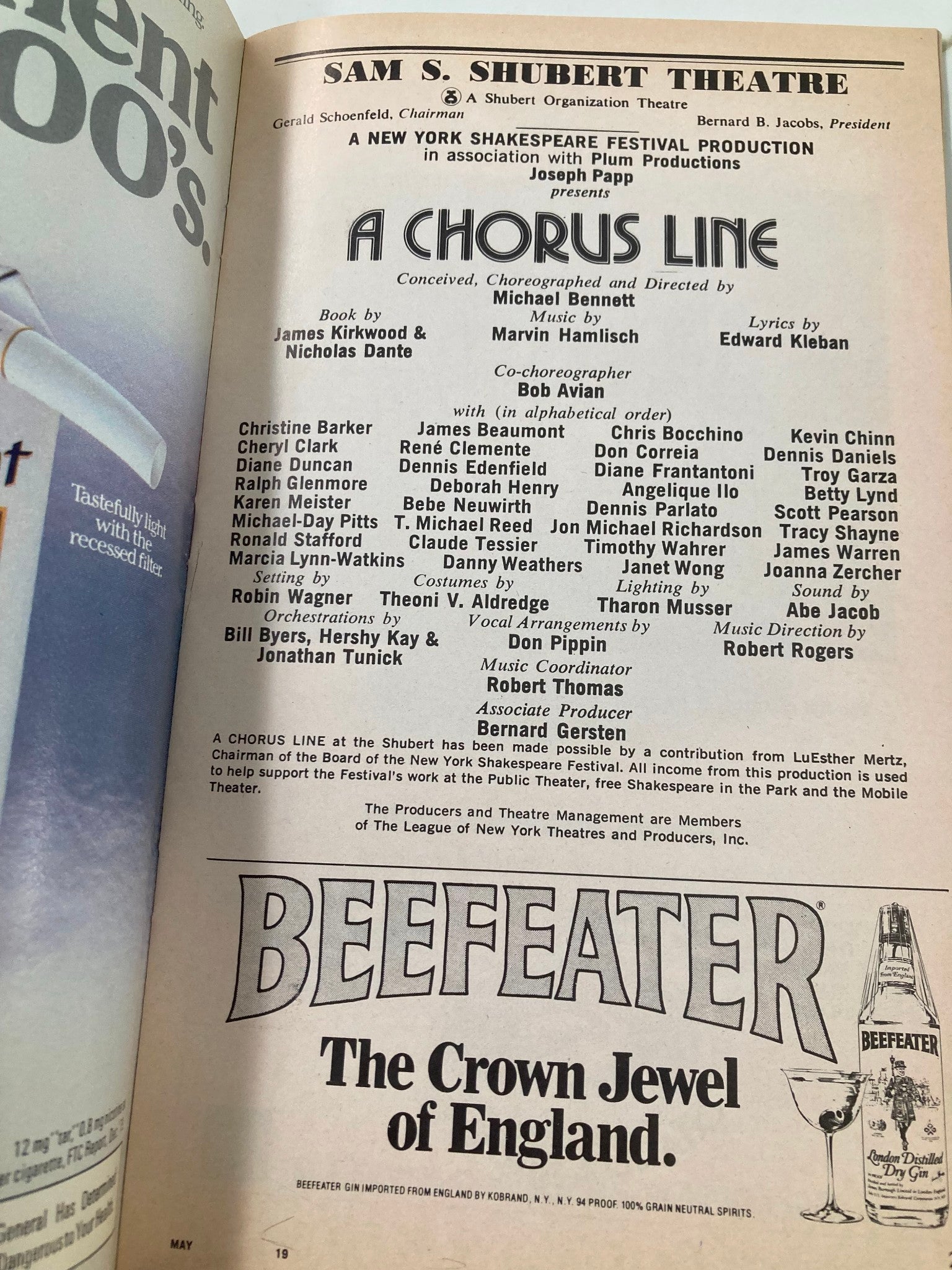 1980 Playbill Sam S. Shubert Theatre Christine Barker in A Chorus Line