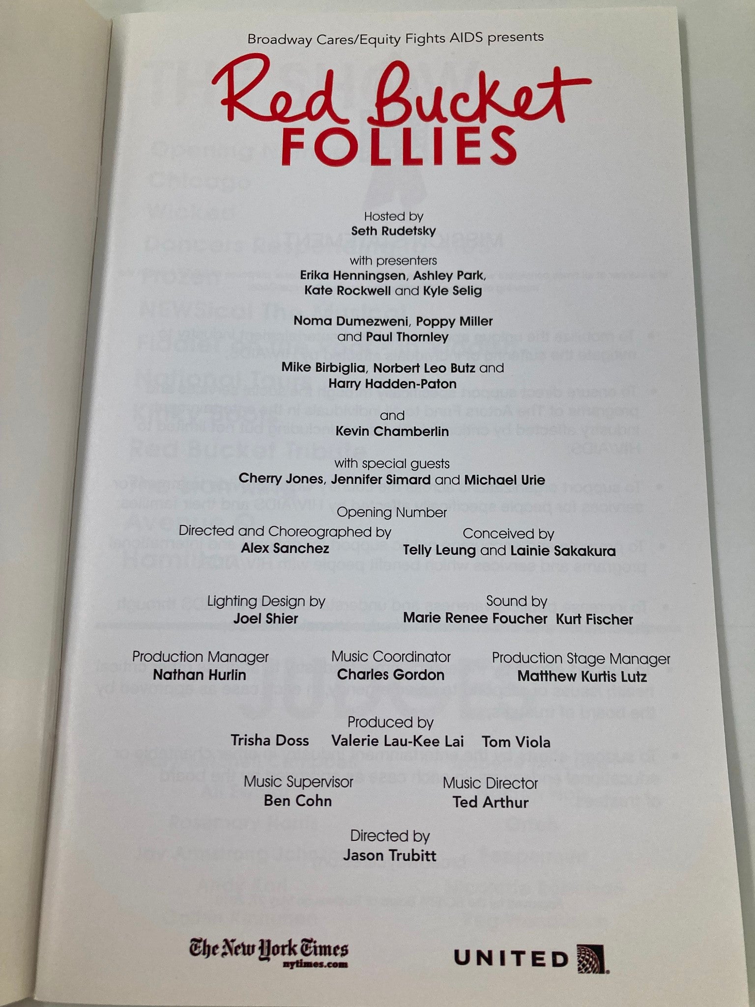 2018 Playbill New Amsterdam Theatre Red Bucket Follies Hosted Seth Rudetsky VG