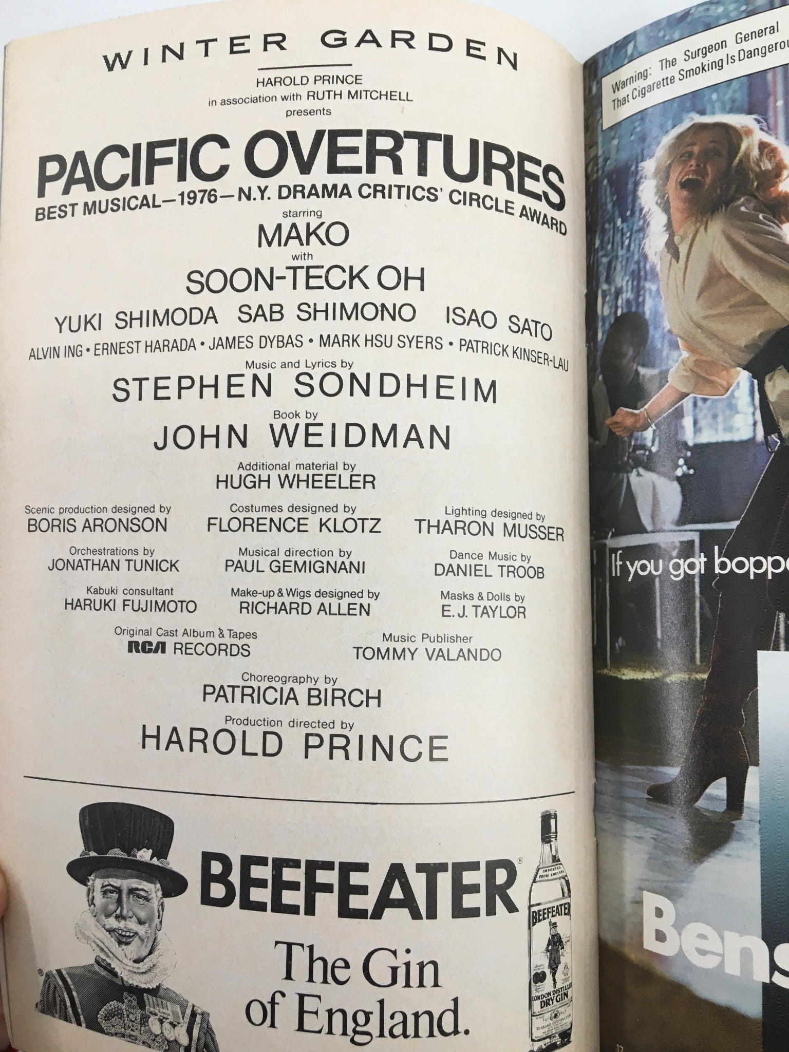 1976 Playbill Winter Garden Mako with Soon-Teck Oh in Pacific Overtures