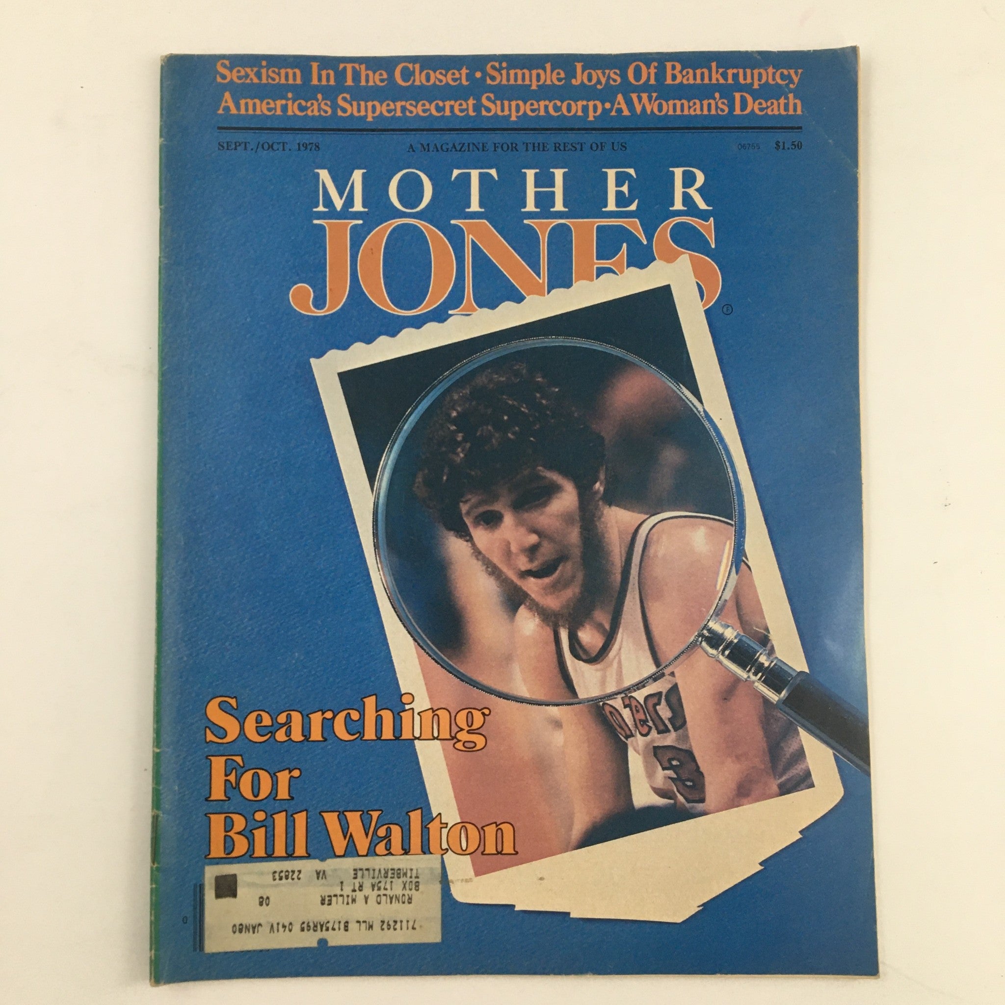 Mother Jones Magazine September 1978 Searching for Bill Walton & A Woman's Death