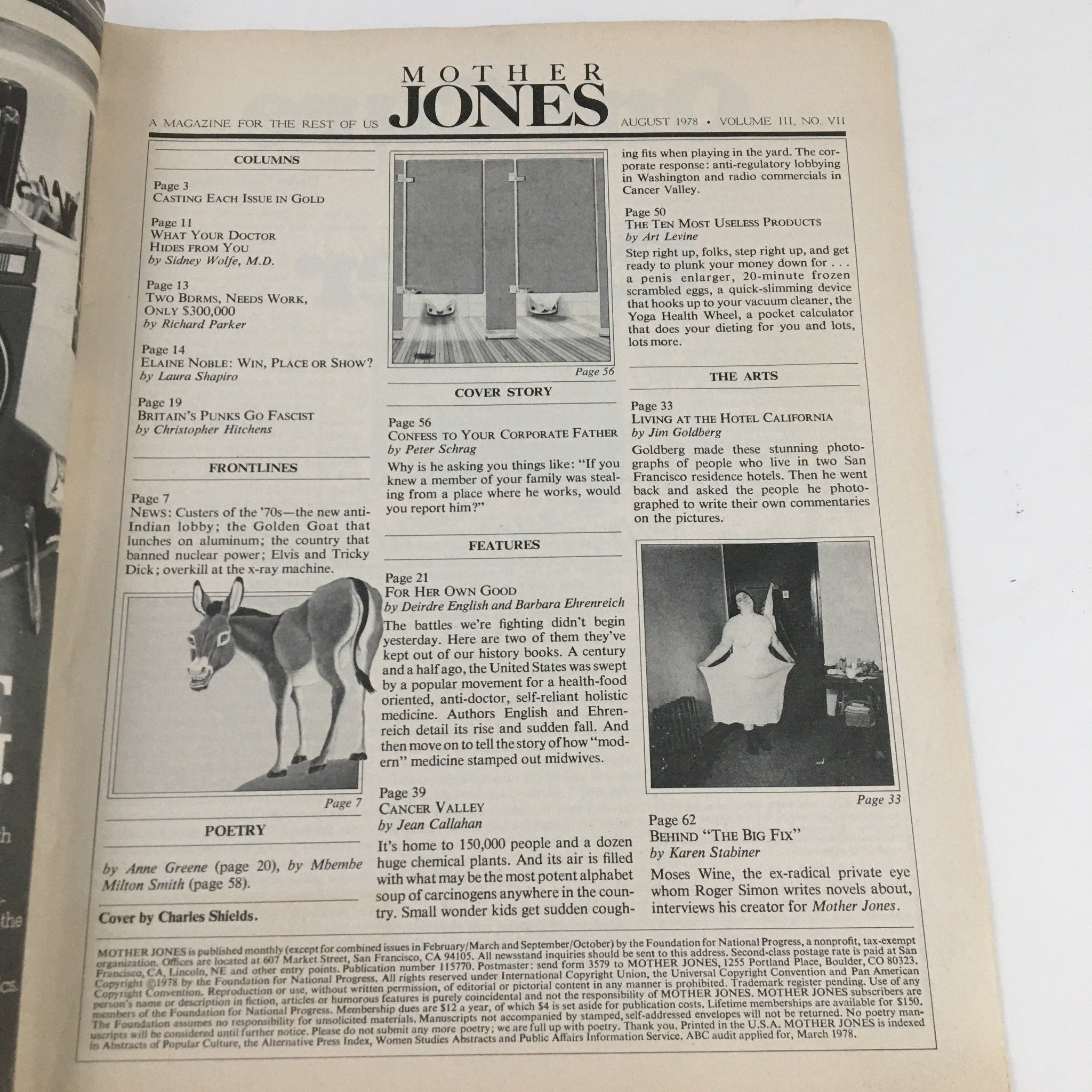 Mother Jones Magazine August 1978 Copping to Jack & Pot Smoking Detective