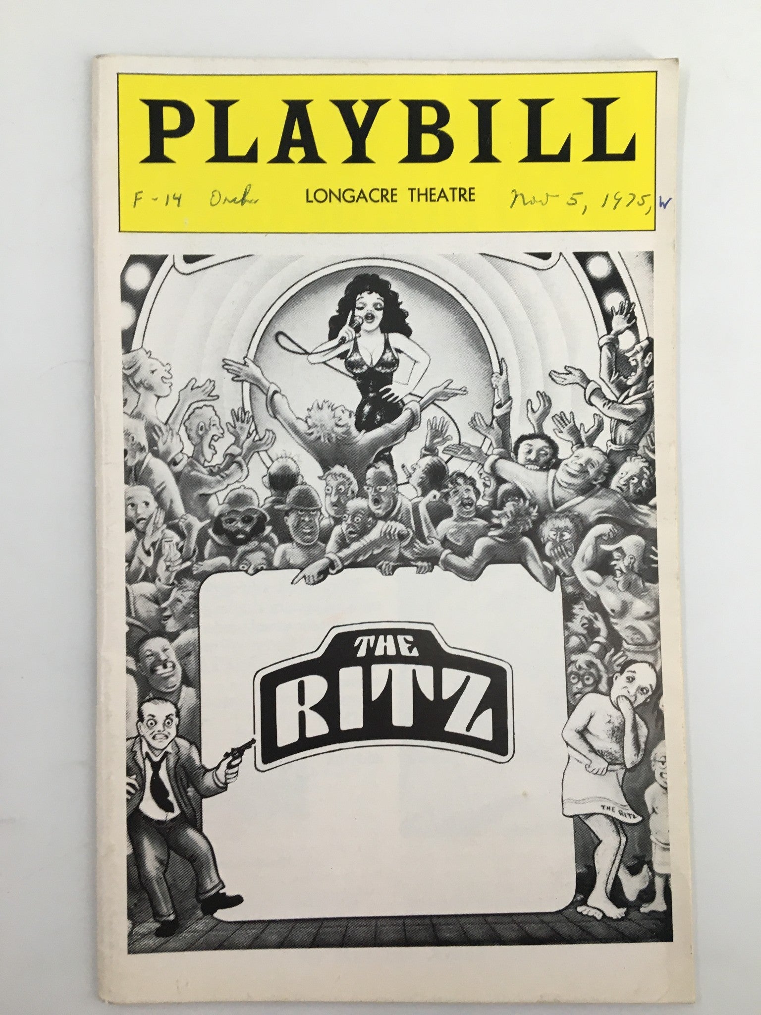 1975 Playbill Longacre Theatre June Gable, Mike Kellin in The Ritz