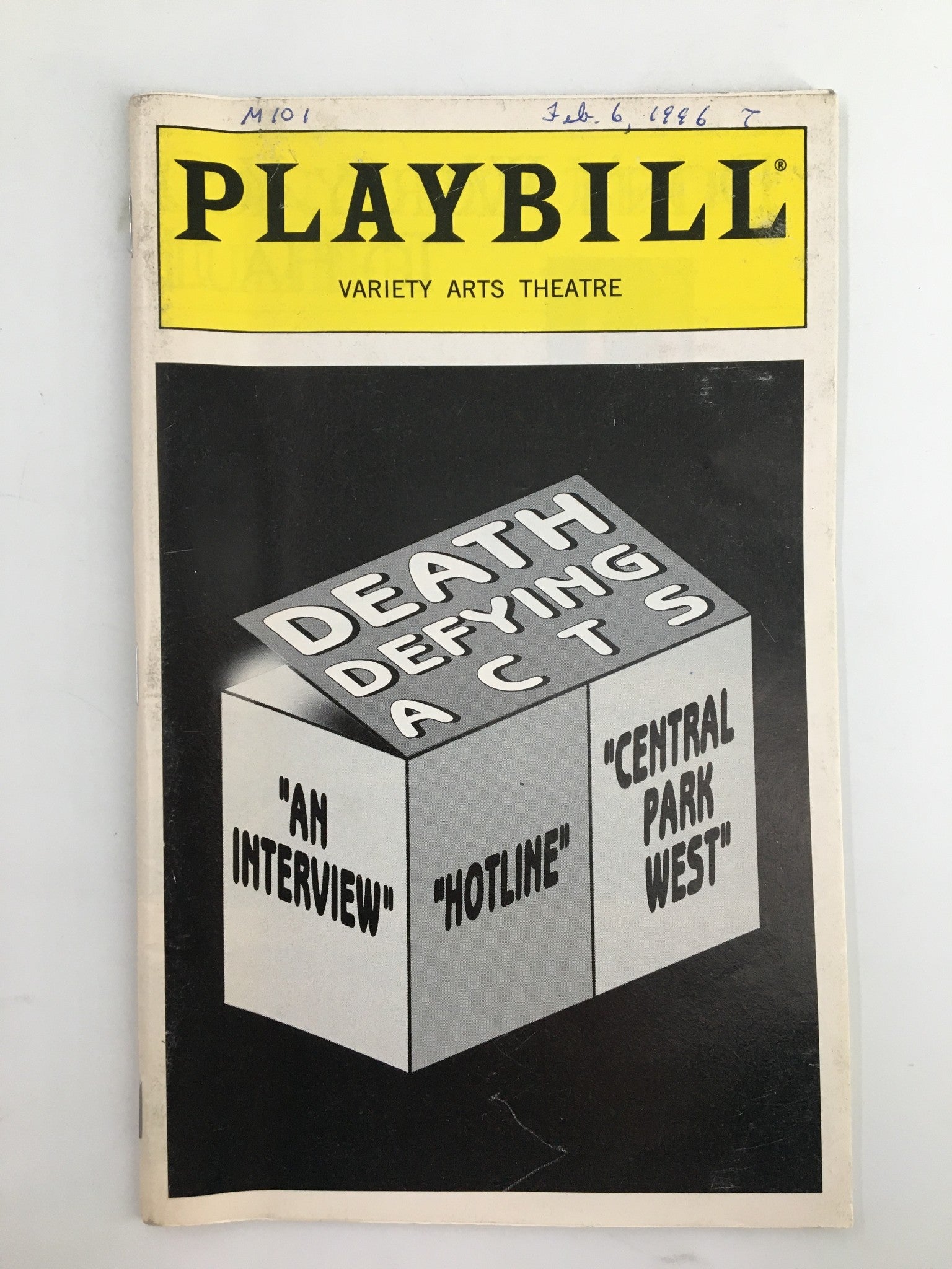 1996 Playbill Variety Arts Theatre Valerie Harper in Death Defying Acts