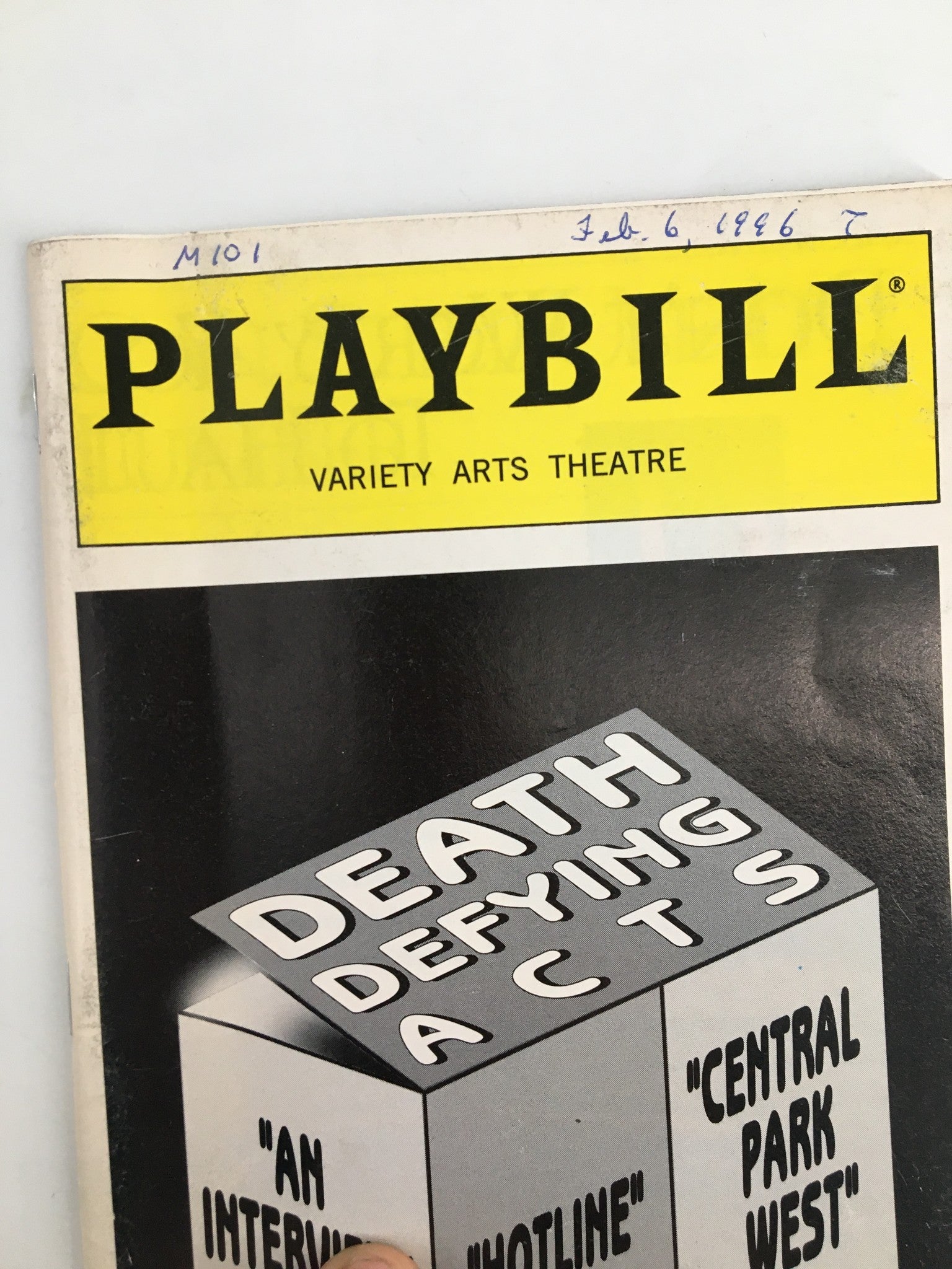 1996 Playbill Variety Arts Theatre Valerie Harper in Death Defying Acts