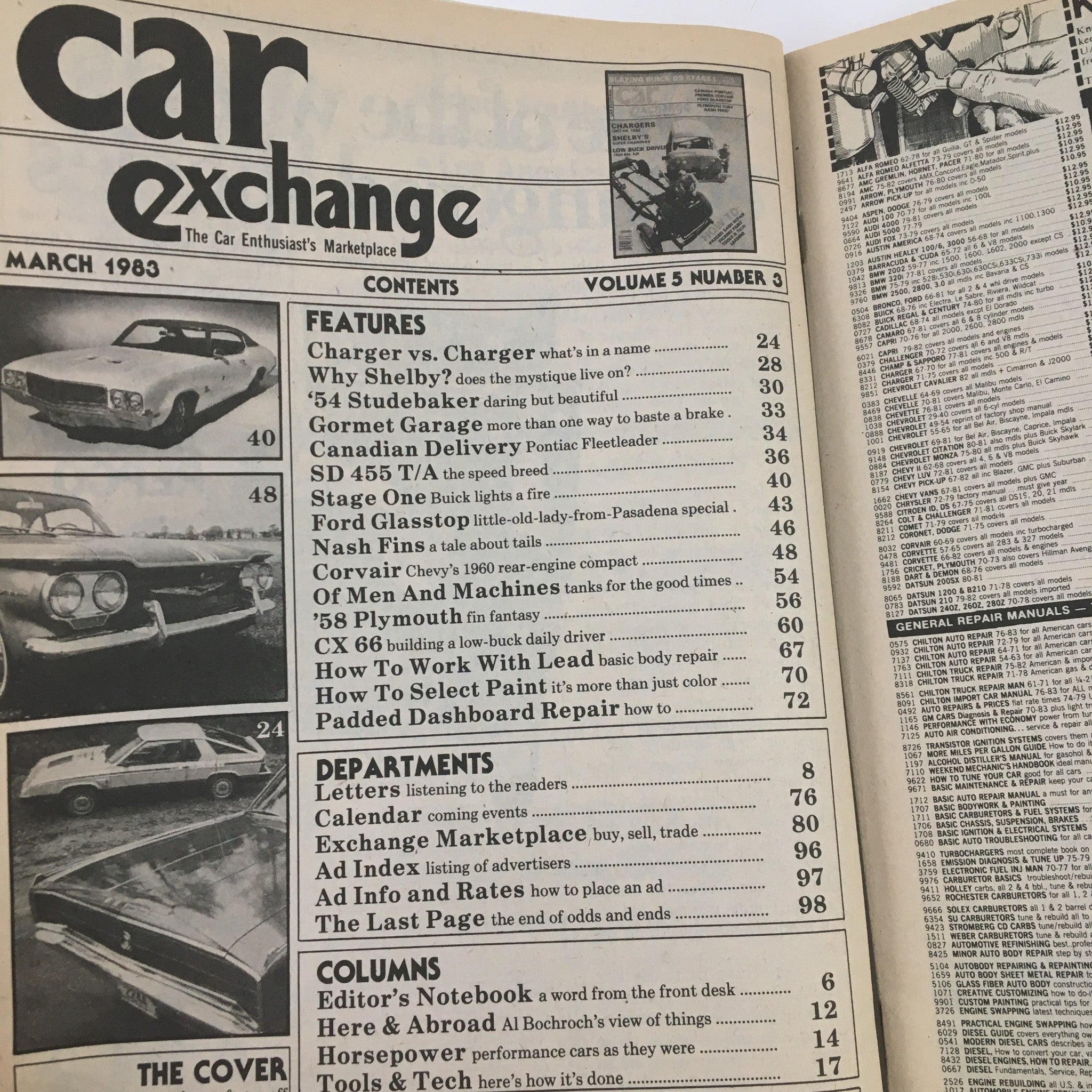 Car Exchange Magazine March 1983 Chargers, Shelby's & Low Buck Driver No Label