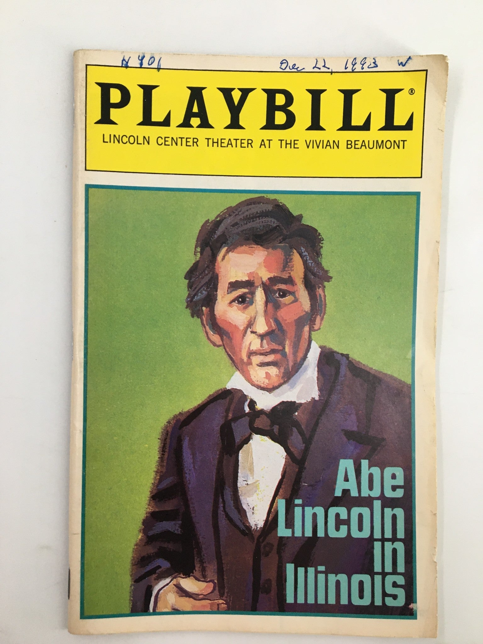 1993 Playbill Lincoln Center Theatre Robert Burke in Abe Lincoln in Illinois