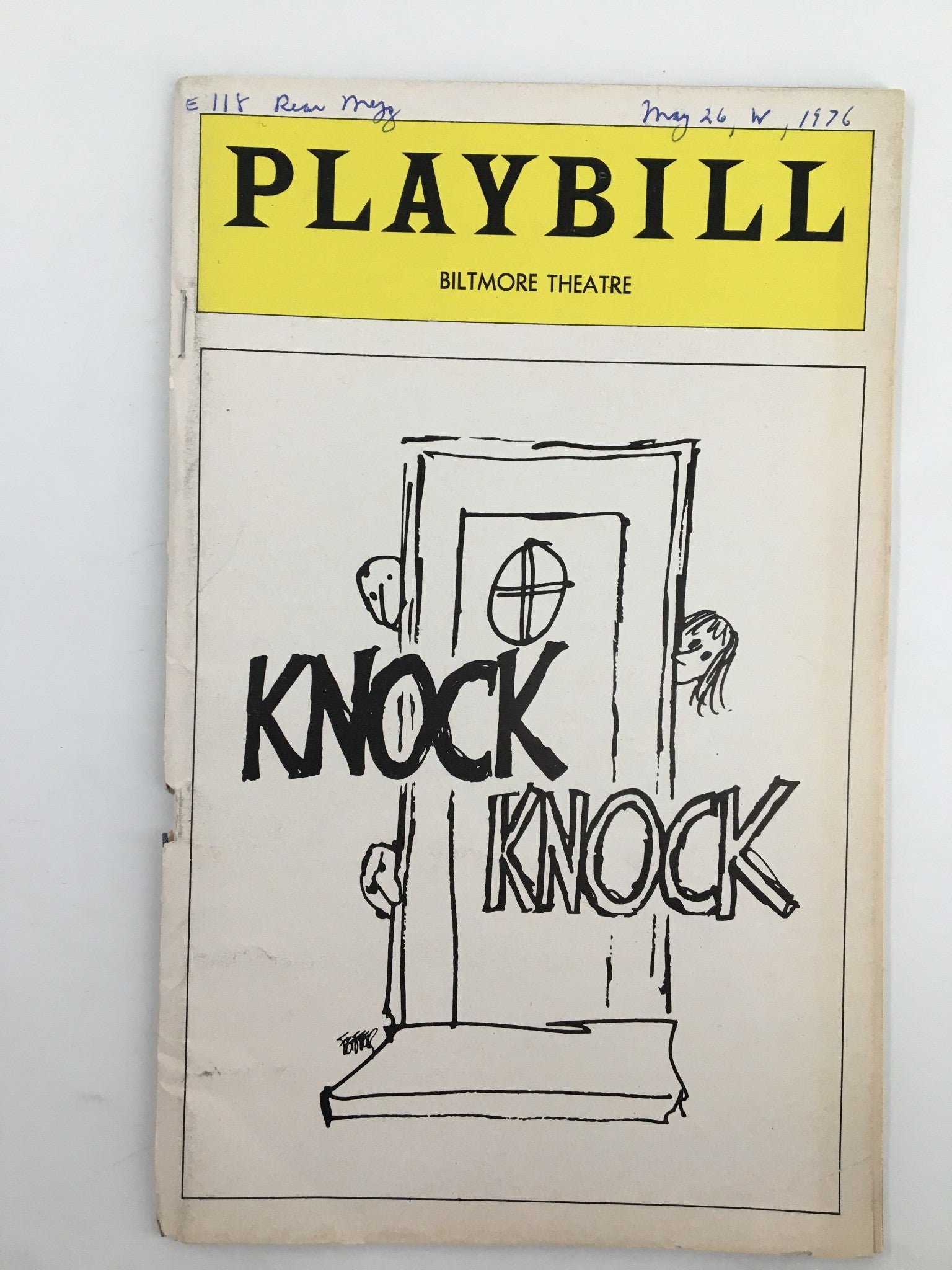 1976 Playbill Biltmore Theatre Neil Flanagan, Judd Hirsch in Knock Knock