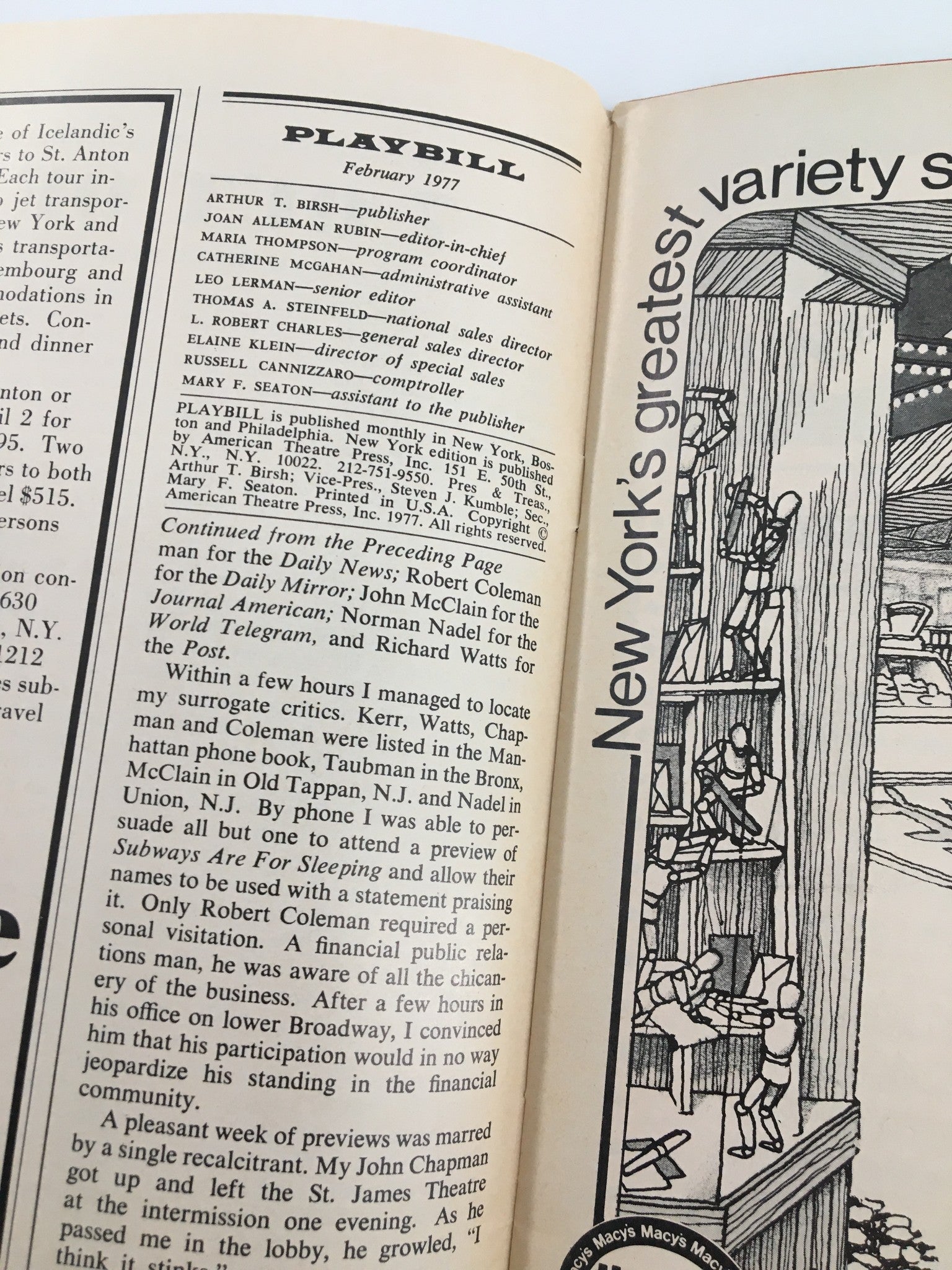 1977 Playbill Vivian Beaumont Theater CK Alexander in The Cherry Orchard