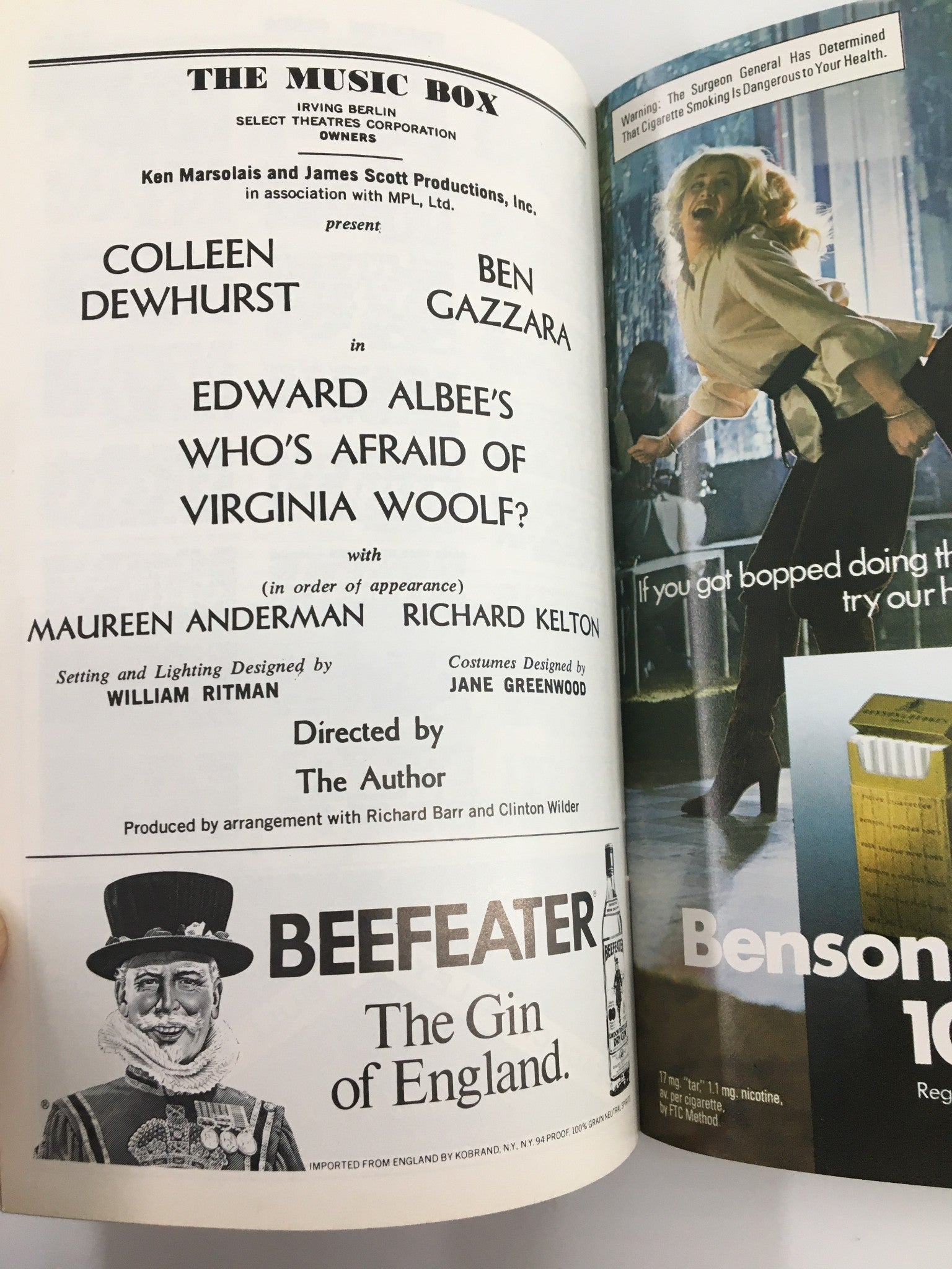 1976 Playbill The Music Box Ben Gazzara in Who's Afraid of Virginia Woolf?