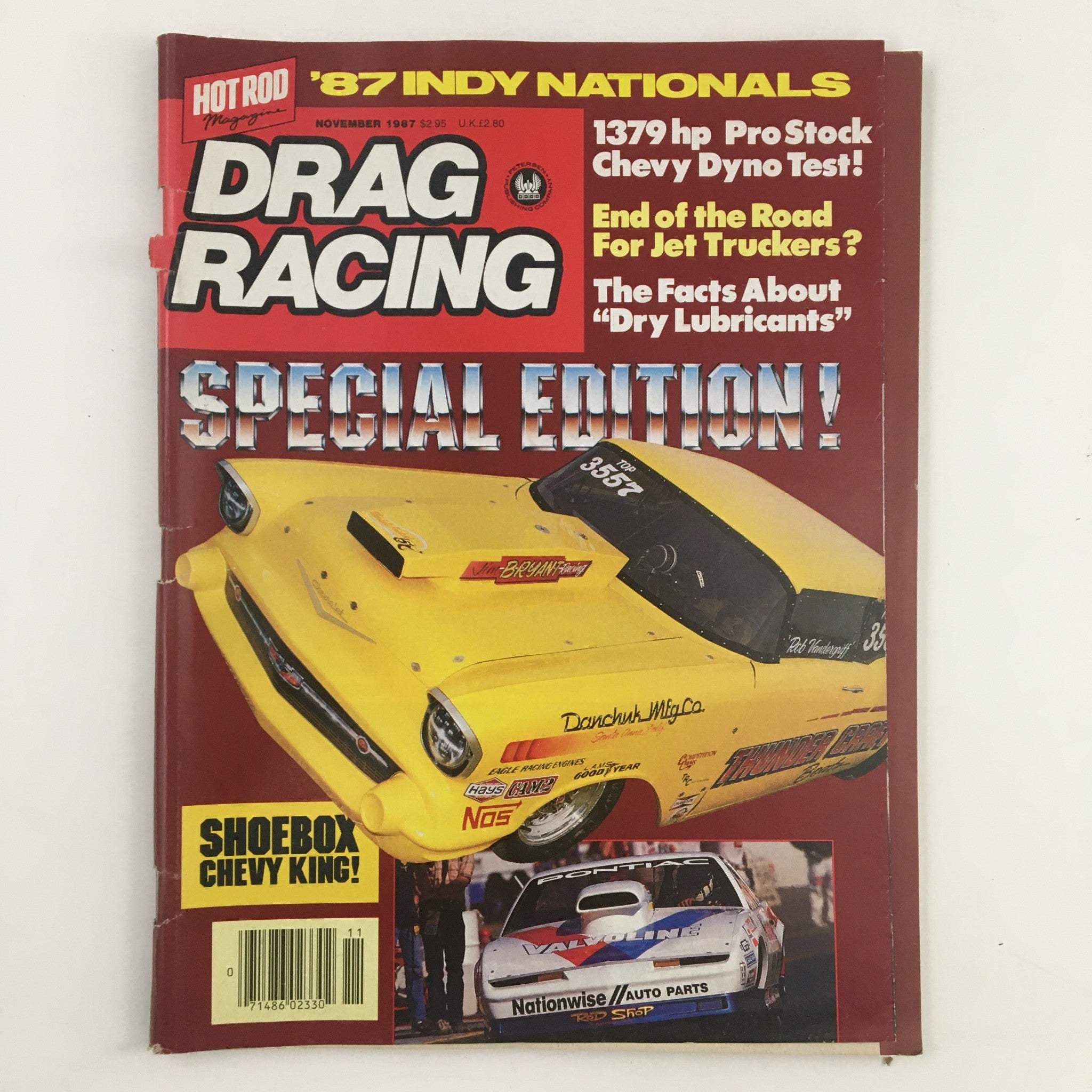 Hot Rod Magazine Drag Racing November 1987 Bryant & Vandergriff Shoebox No Label