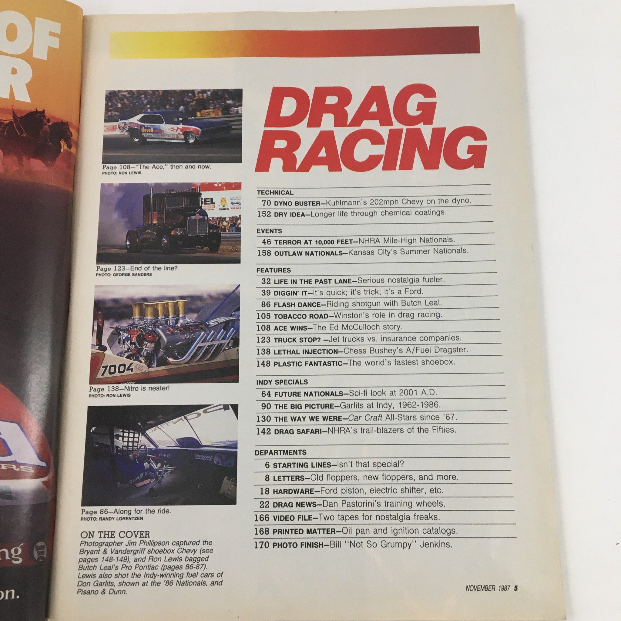 Hot Rod Magazine Drag Racing November 1987 Bryant & Vandergriff Shoebox No Label