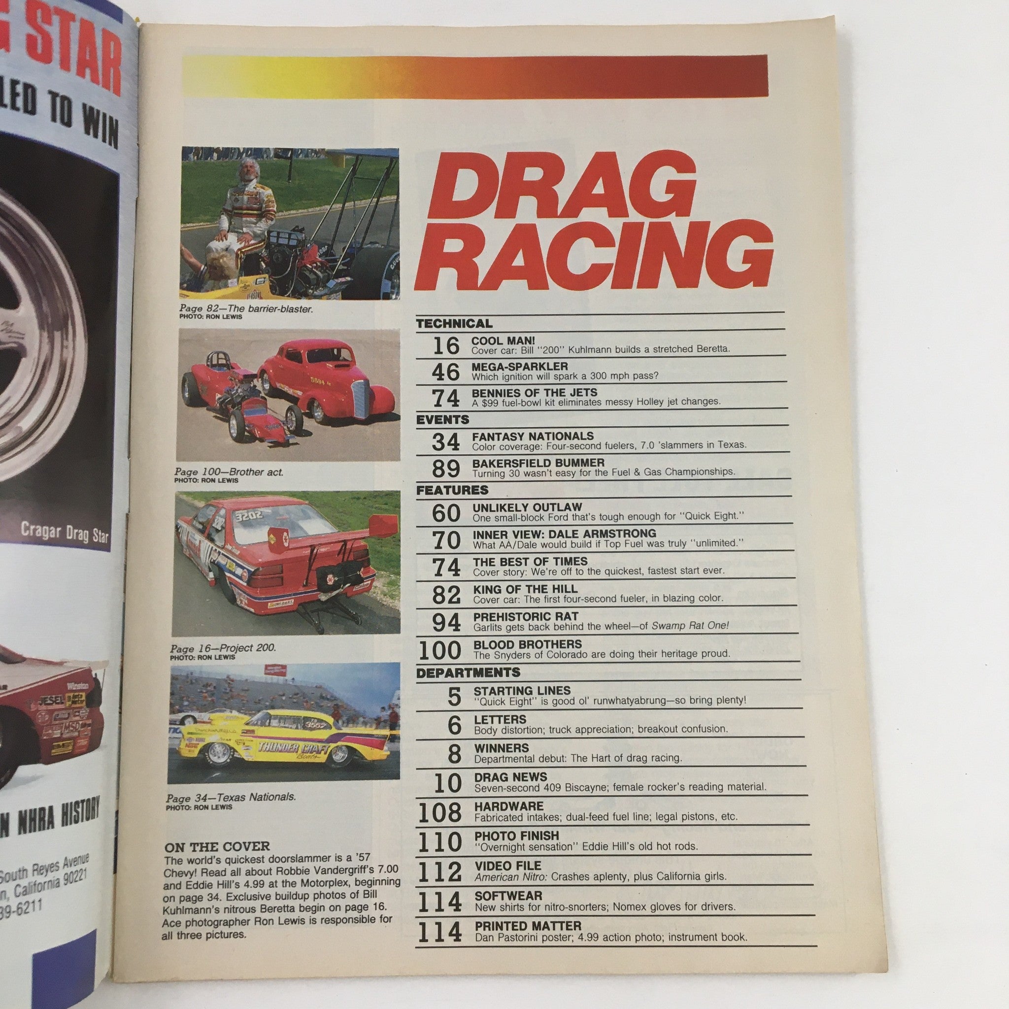 Drag Racing Magazine July 1988 World's Quickest Doorslammer '57 Chevy No Label