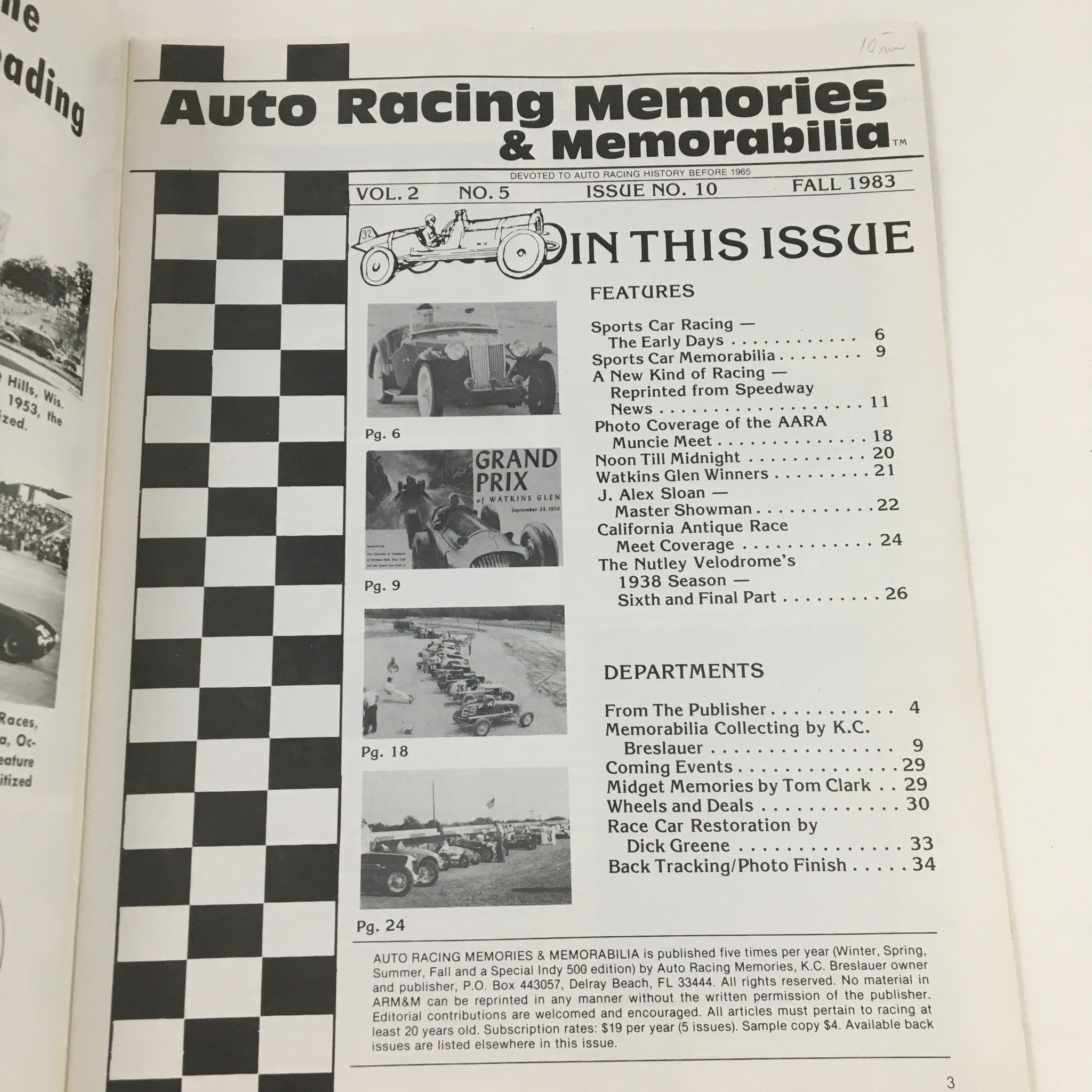 Auto Racing Memories & Memorabilia Fall 1983 Sports Car Racing History No Label