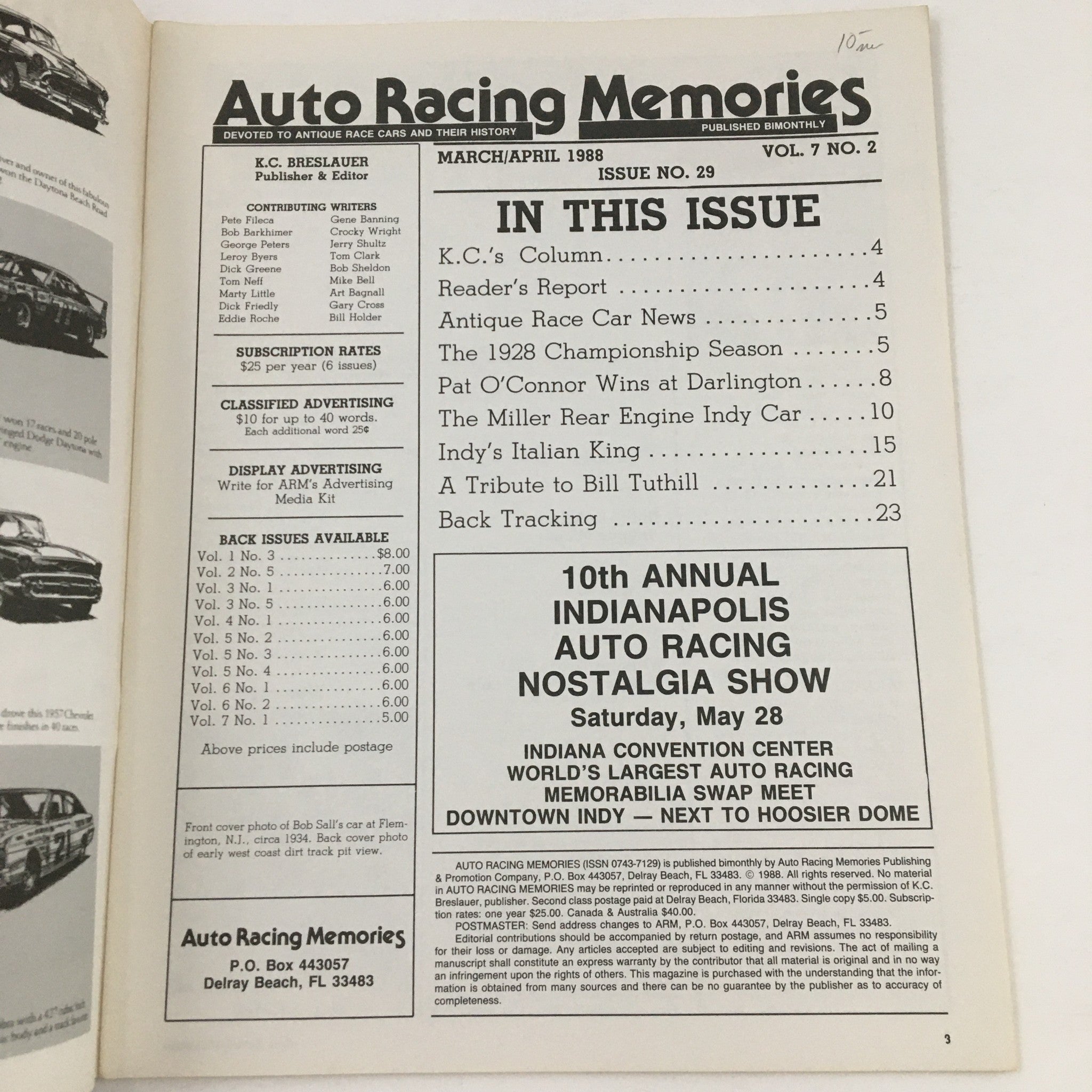 Auto Racing Memories March 1988 The 1928 Championship Season No Label