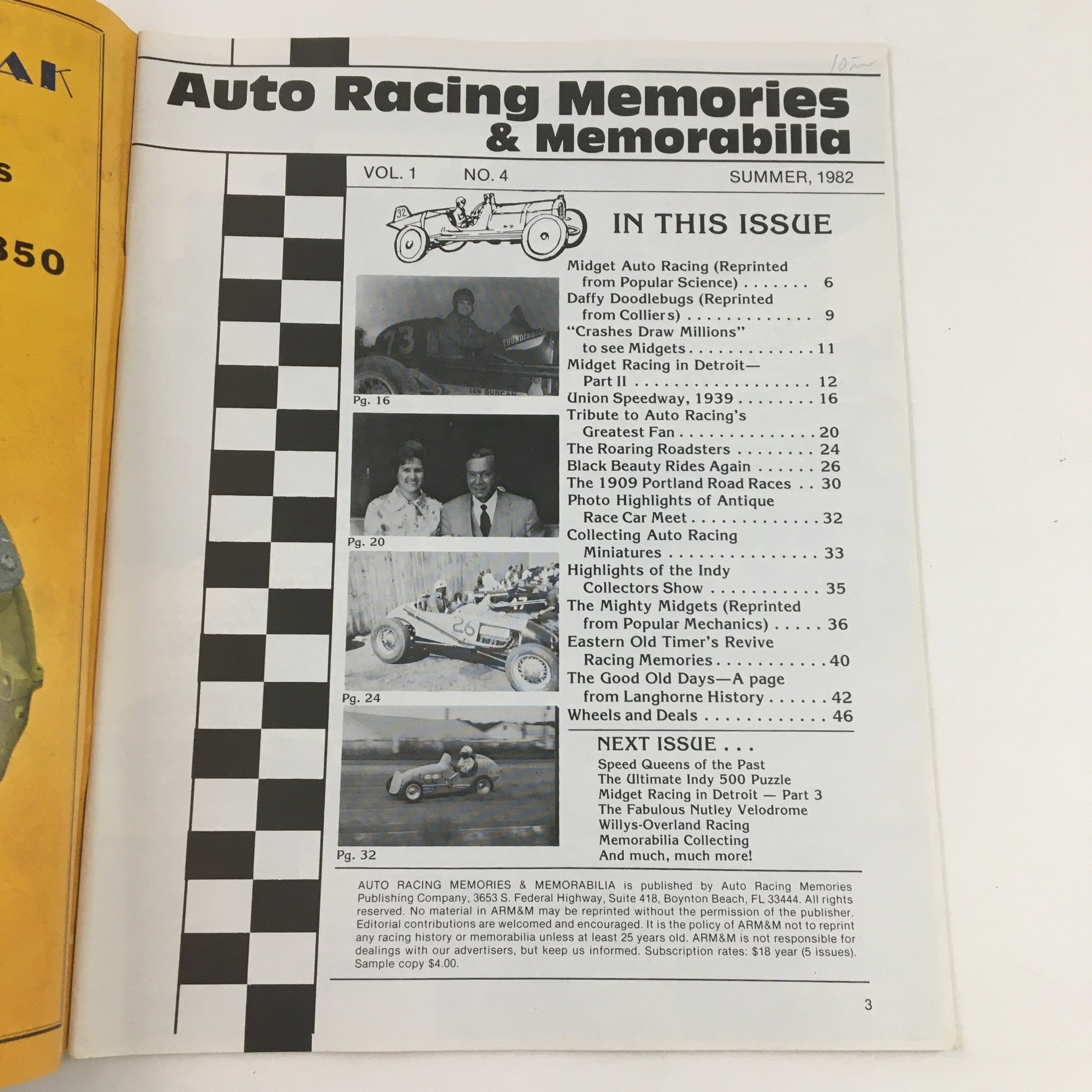 Auto Racing Memories & Memorabilia Summer 1982 Midget Auto Racing No Label