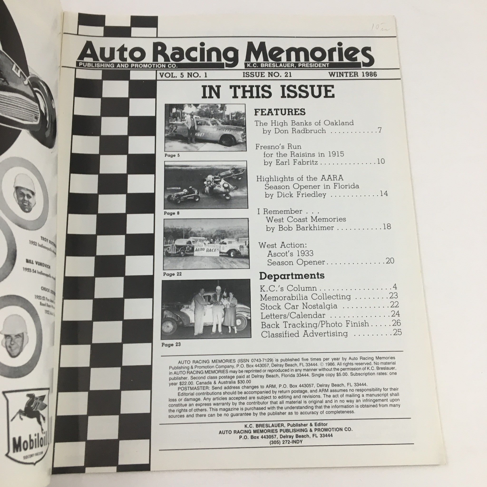 Auto Racing Memories Winter 1986 The High Banks of Oakland No Label