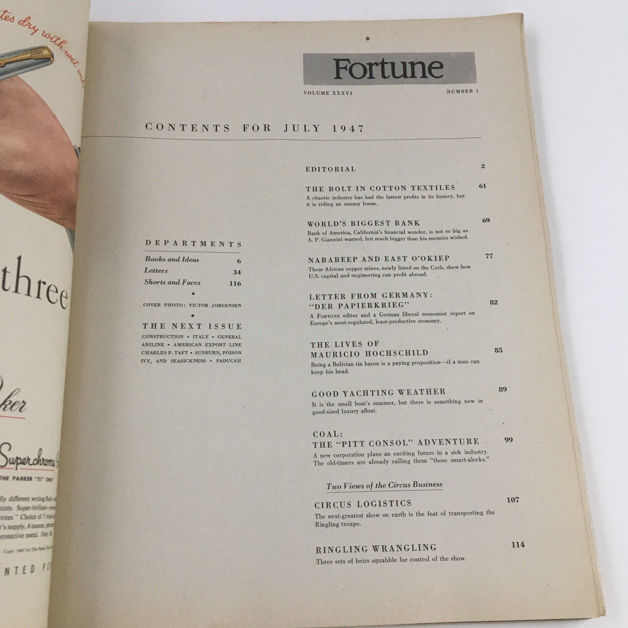 Fortune Magazine July 1947 Vol. 36 No. 1 The Bolt in Cotton Textiles No Label