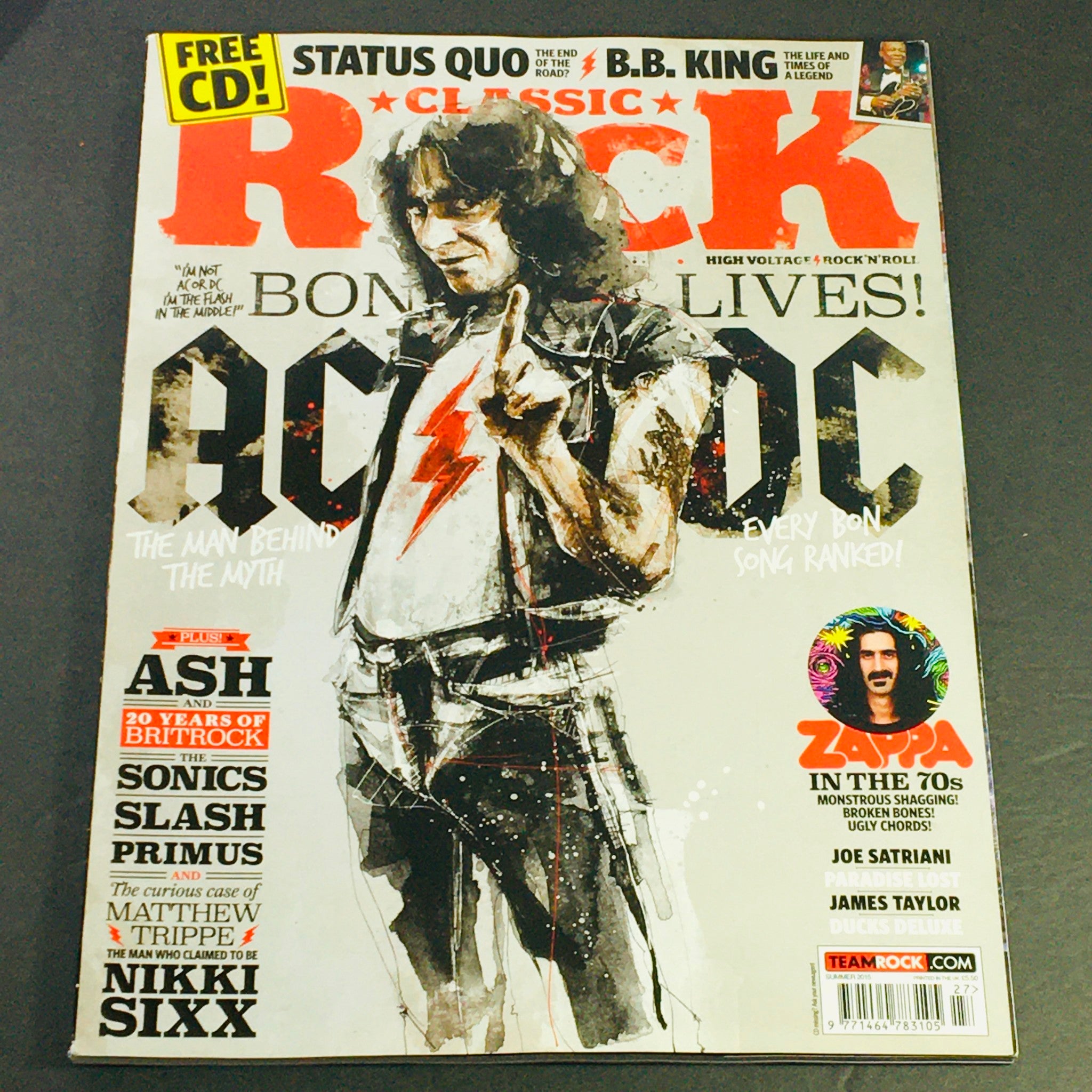 Classic Rock Magazine Summer 2015 #212 - DC DC Bon Scott & Nikki Sixx UK Import