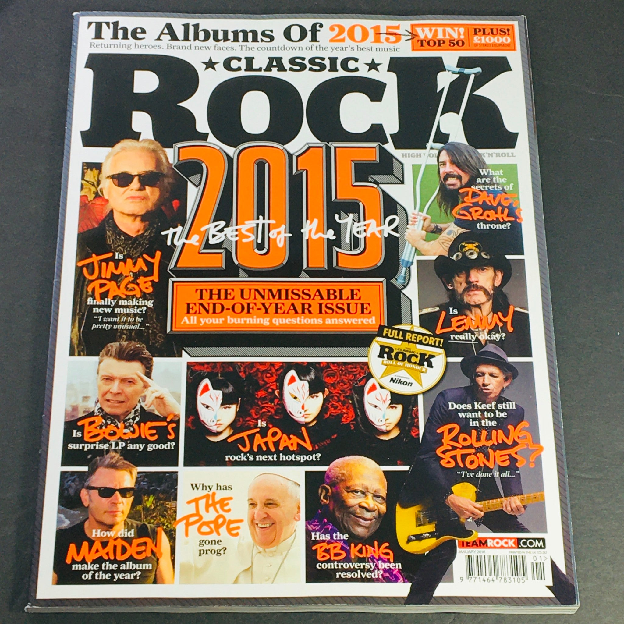 Classic Rock Magazine January 2016 #218 - Jimmy Page & David Bowie UK Import