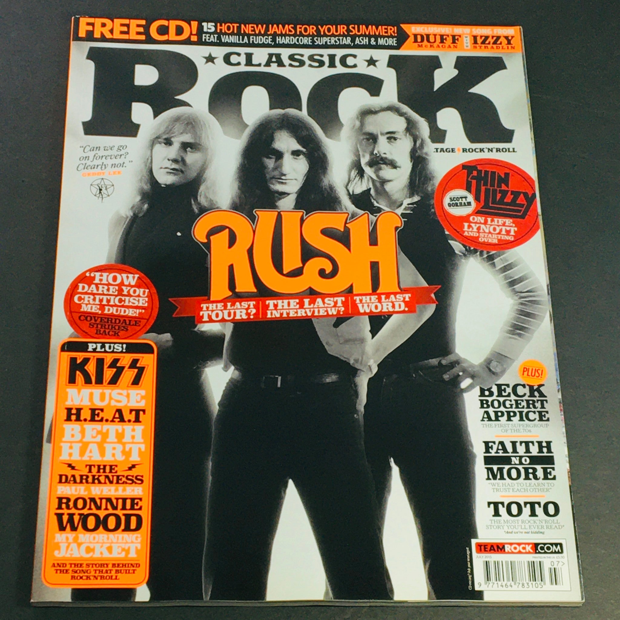 Classic Rock Magazine July 2015 #211 - Geddy Lee, Neil Peart, Rush UK Import