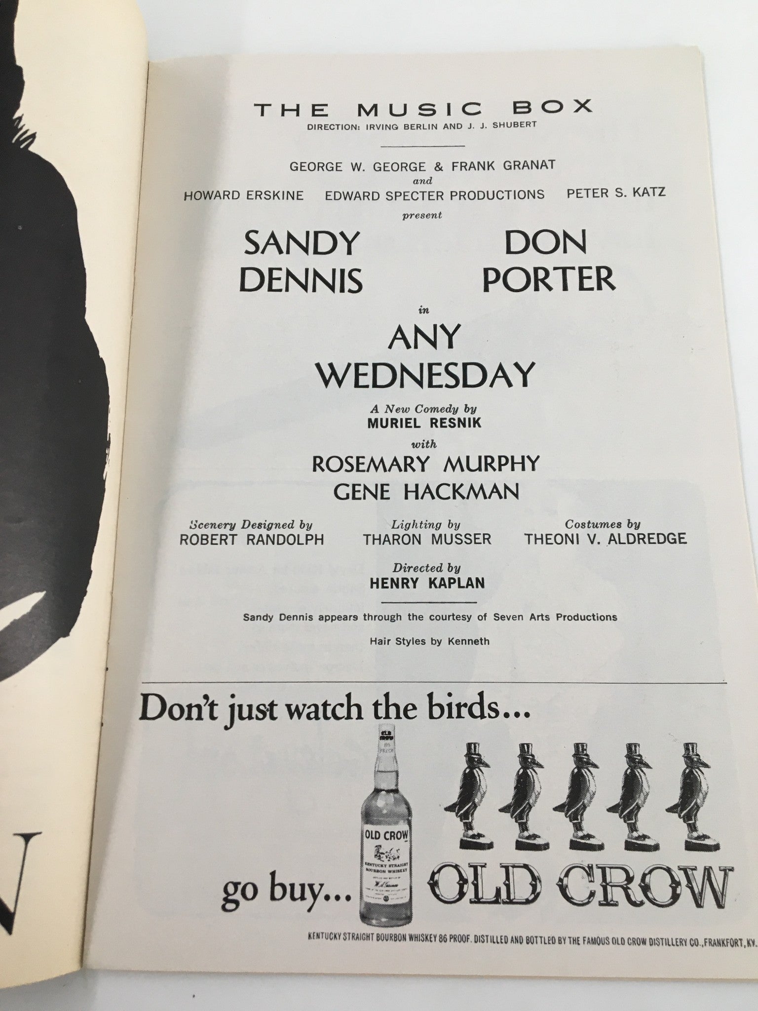 1964 Playbill The Music Box Sandy Dennis, Don Porter in w