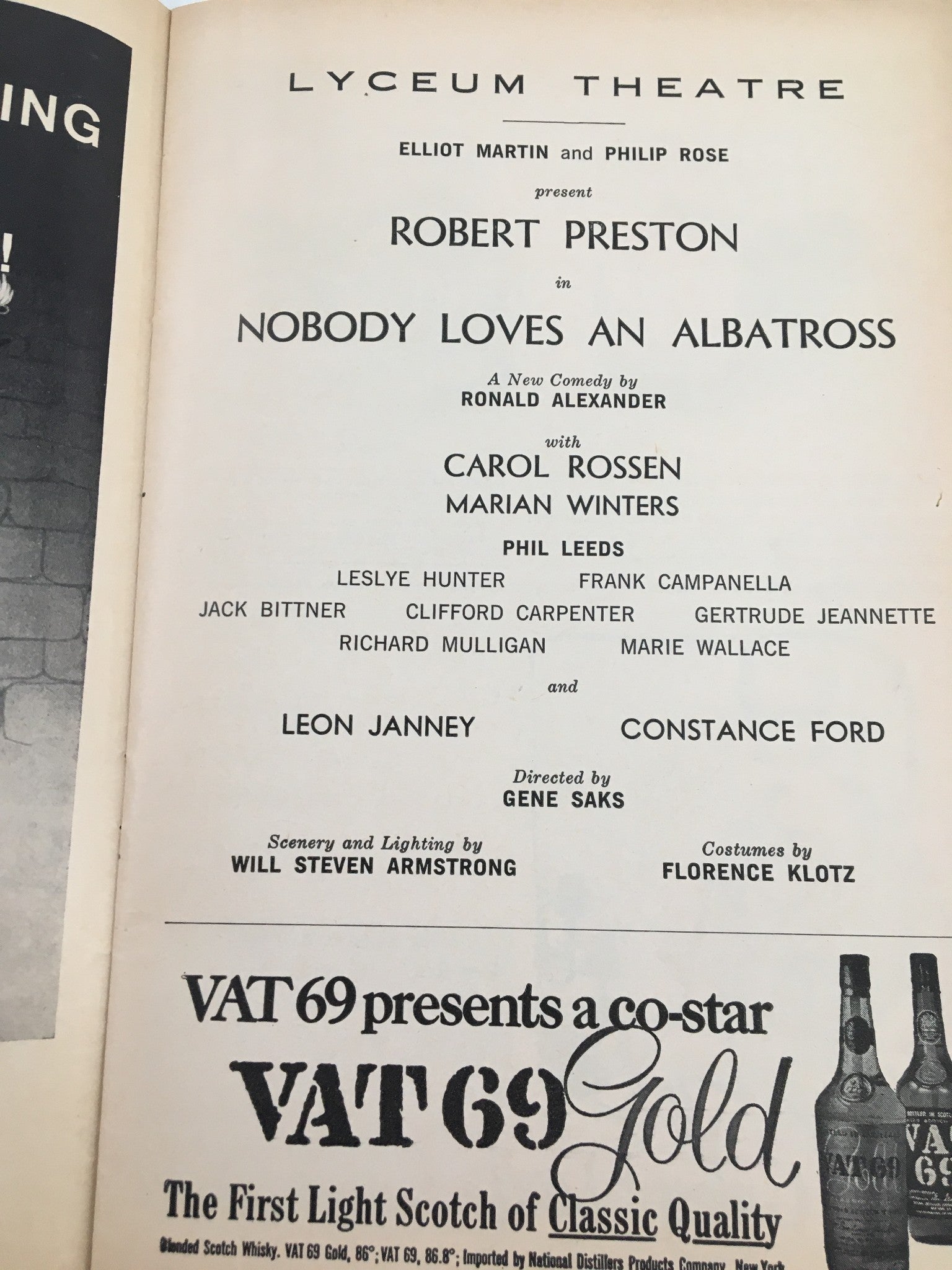 1964 Playbill Lyceum Theatre Robert Preston in Nobody Loves An Albatross