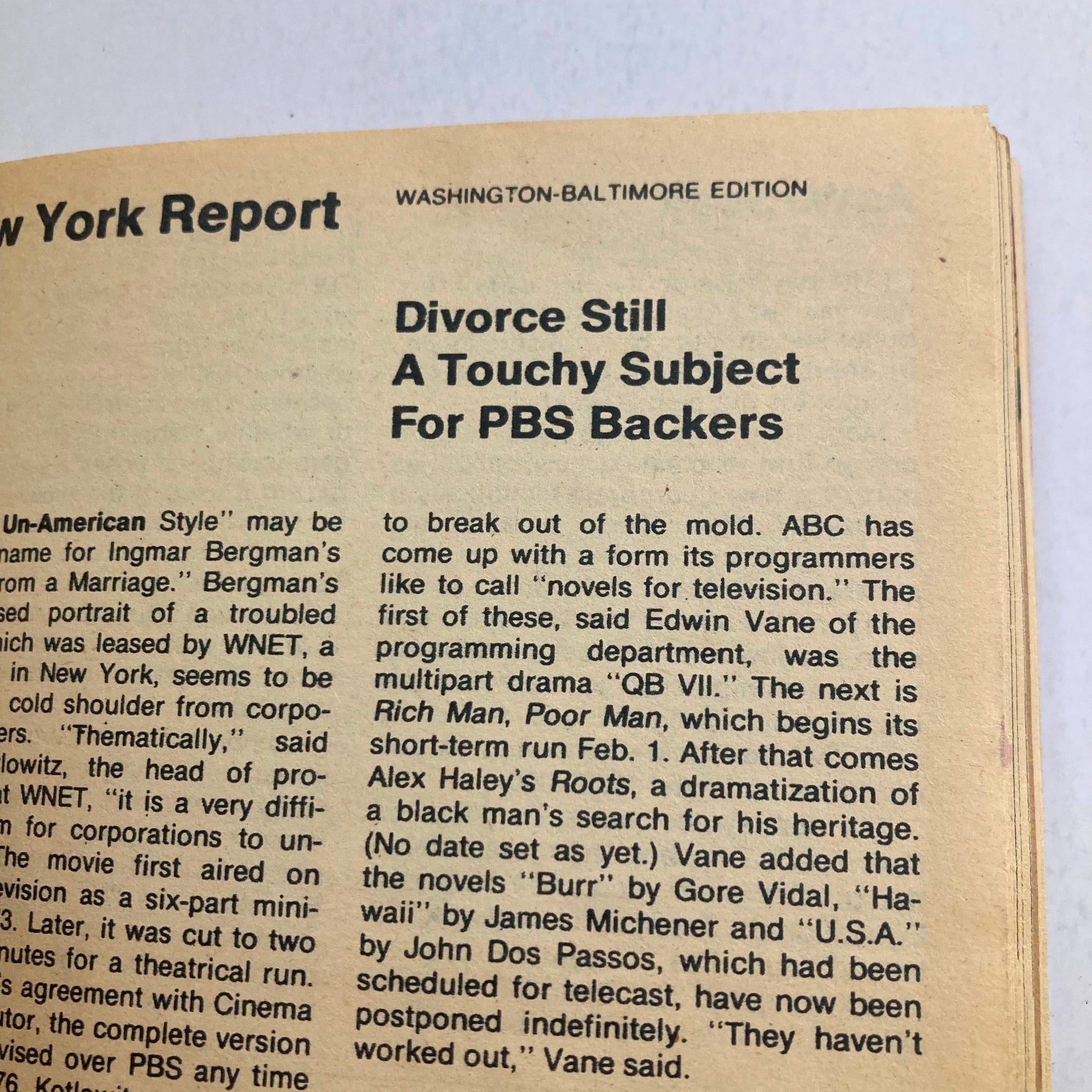 TV Guide Magazine January 31 1976 featuring an article titled 'Divorce Still A Touchy Subject For PBS Backers' on the Washington-Baltimore edition, showcasing vintage television insights.
