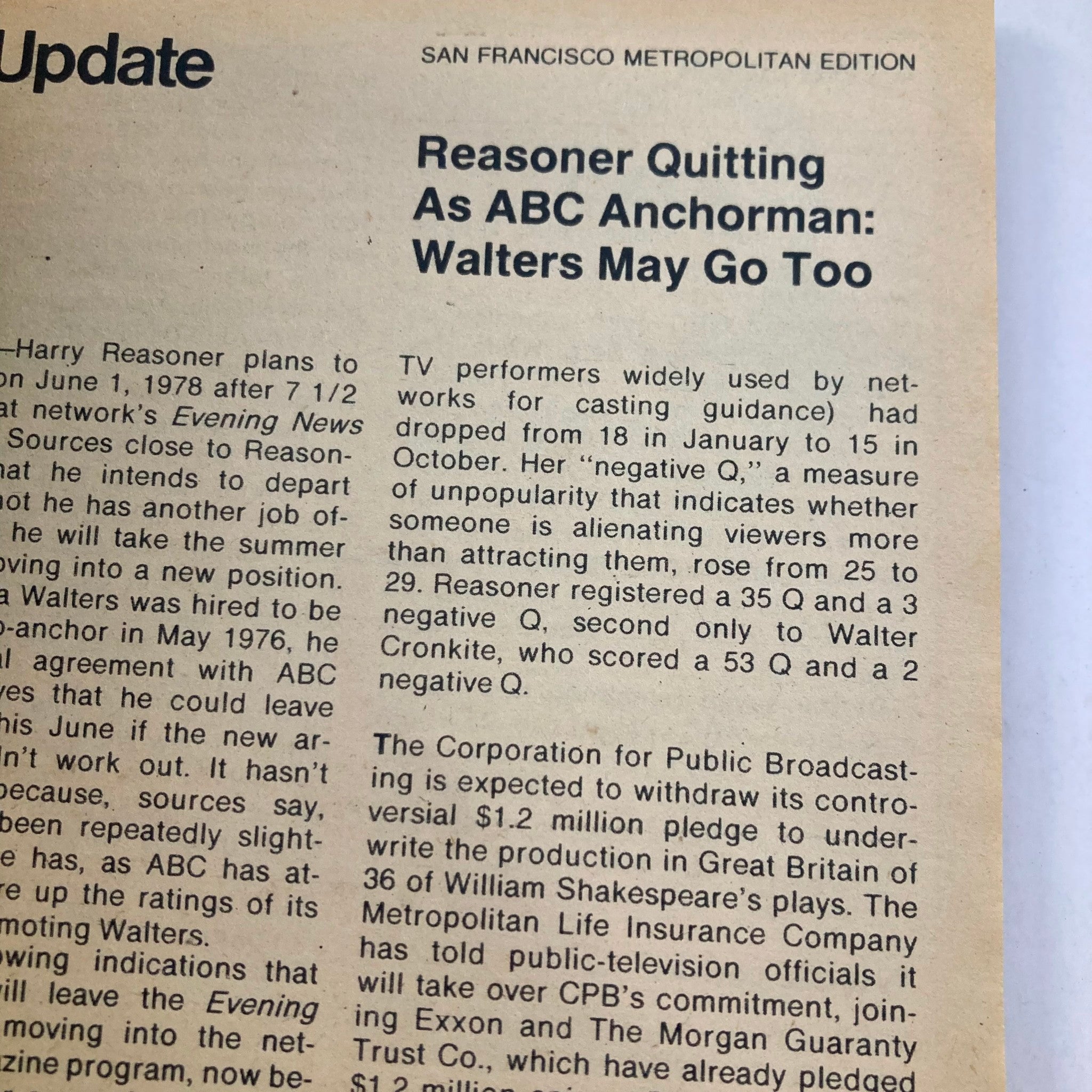 TV Guide Magazine January 7 1978 #1293, featuring an update on Harry Reasoner's departure as ABC Anchorman, providing insights into television ratings and personalities.