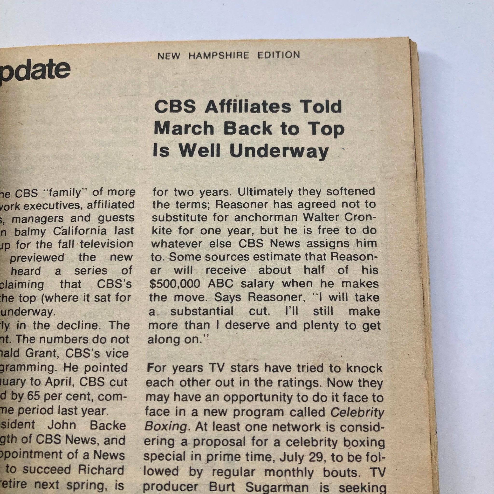 TV Guide Magazine May 20 1978 #1312 shows a New Hampshire edition update on CBS affiliates and their programming strategies, discussing the past and future of TV series.