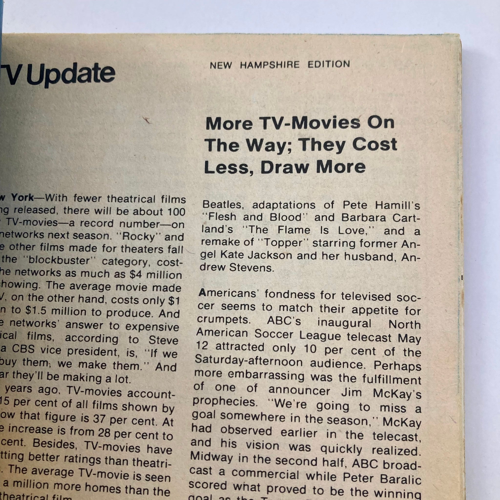 Another page from TV Guide Magazine June 2 1979 #1366, featuring updates on TV movies and programming trends in the TV industry.