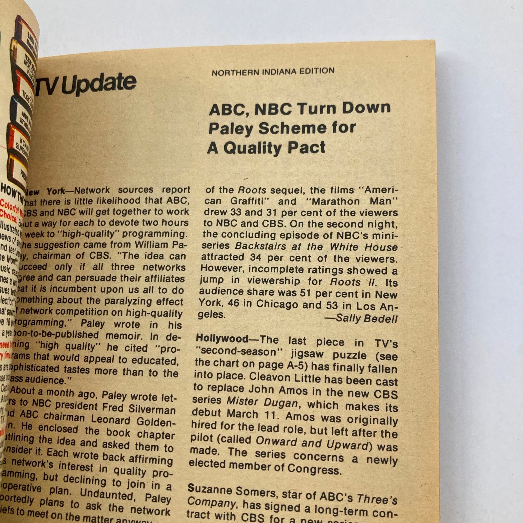 TV Update section from TV Guide Magazine March 3 1979, discussing network programming and featuring a focus on ABC and NBC.