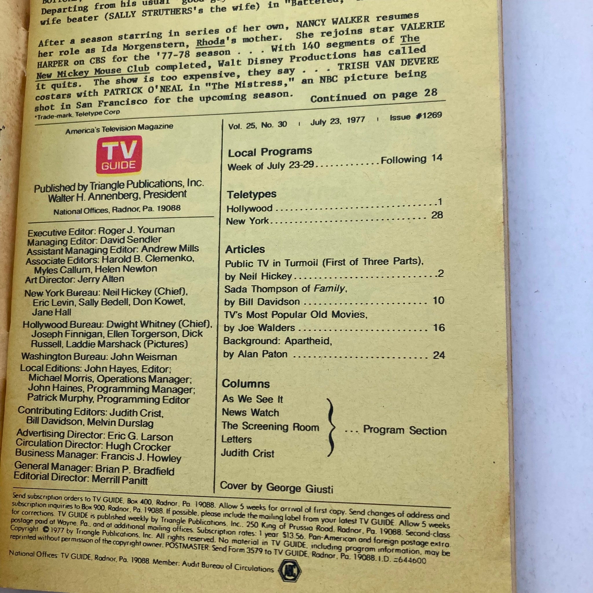 TV Guide Magazine July 23 1977 #1269 Public TV in Turmoil MI State Ed.