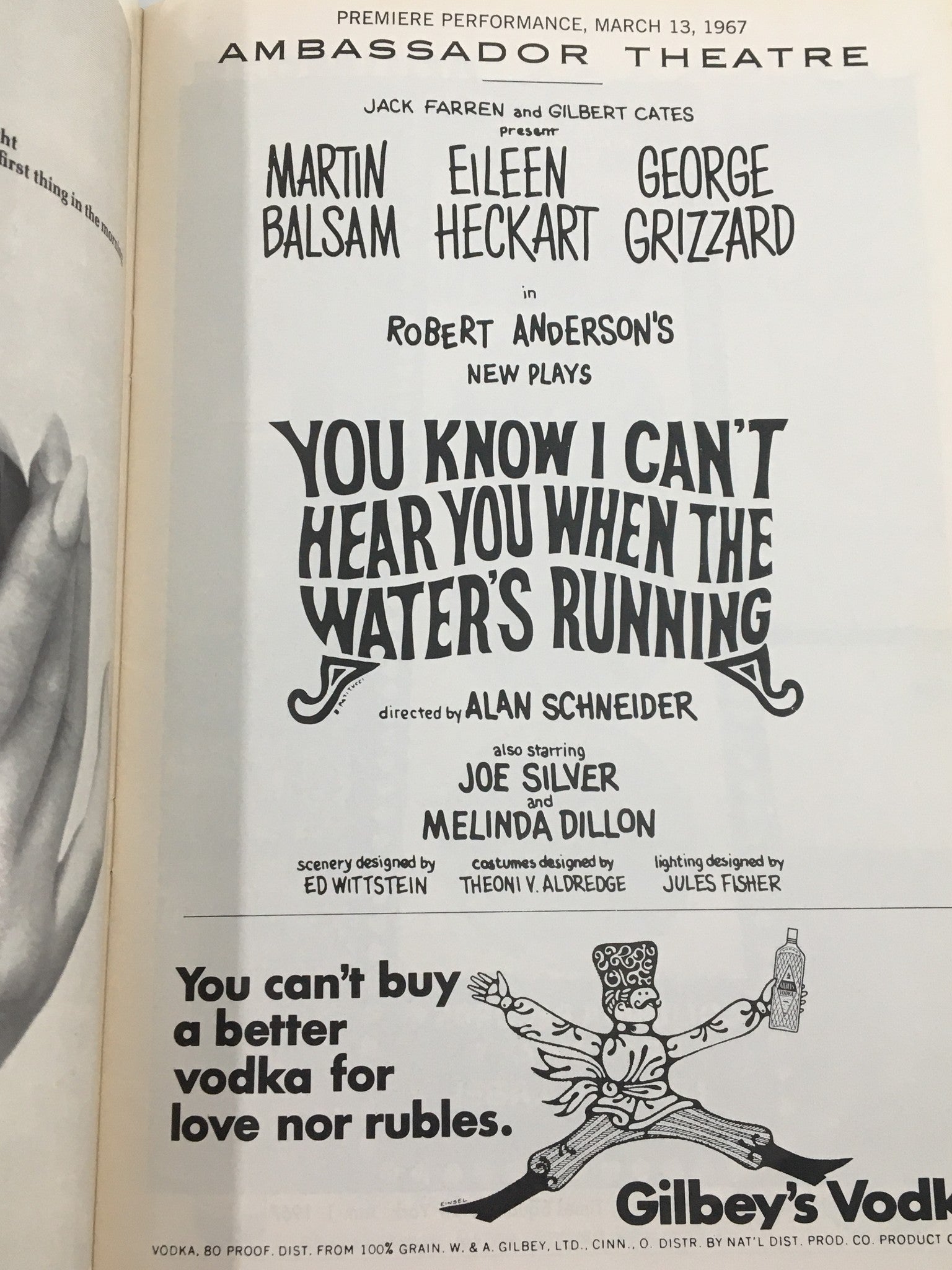 1967 Playbill Ambassador Thr. You Know I Can't Here You When The Water's Running