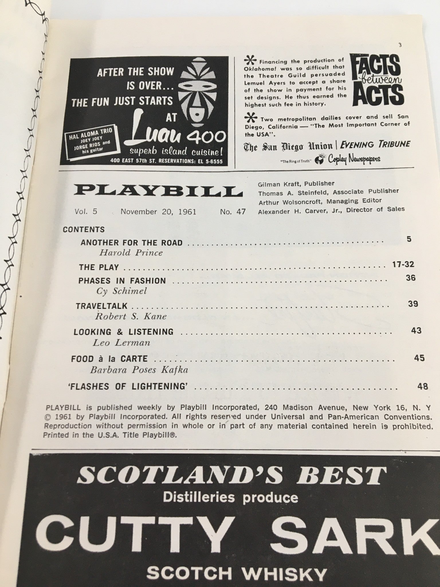 1961 Playbill Alvin Theatre Elizabeth Seal, Denis Quilley in Irma La Douce