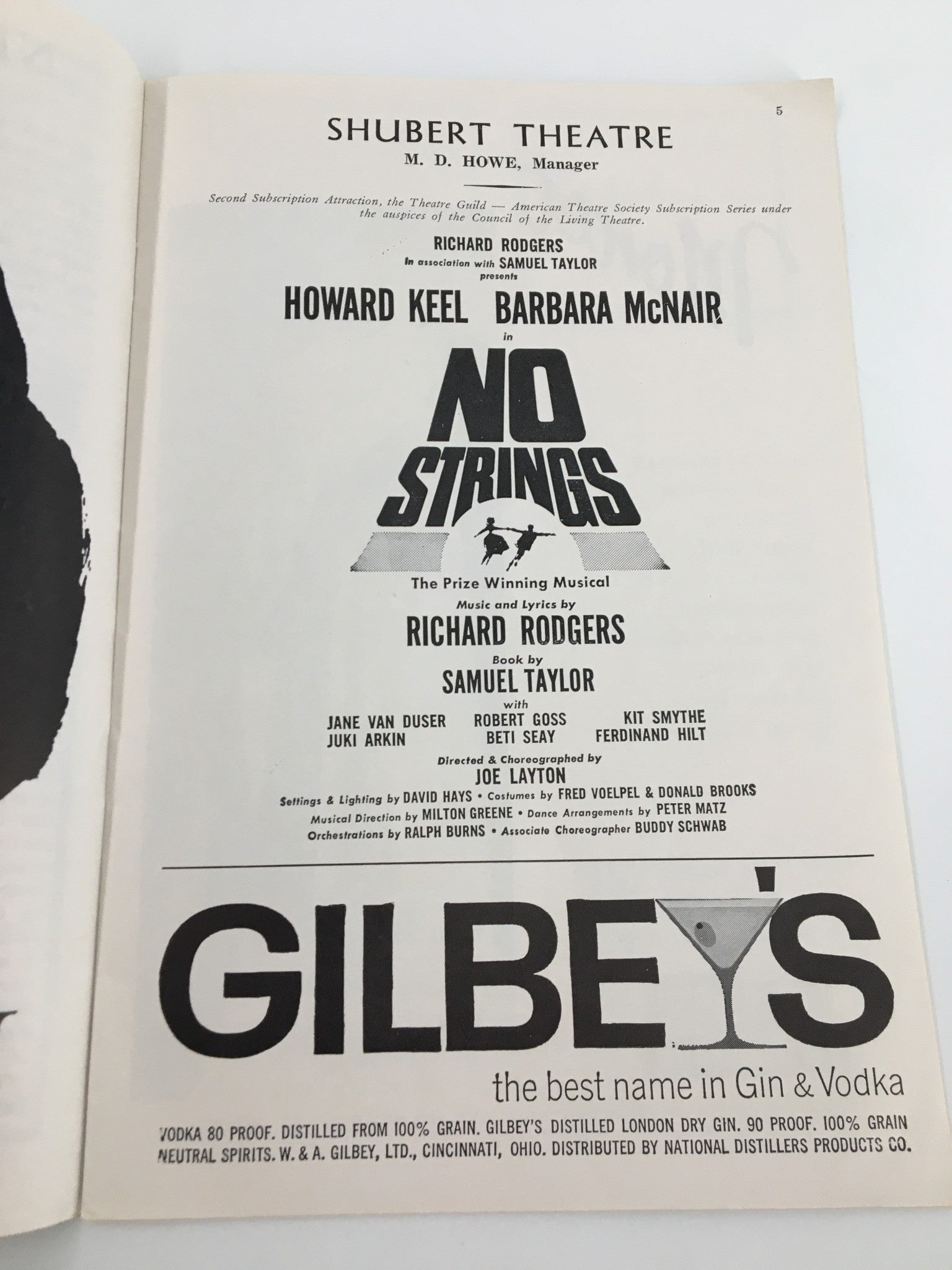 1963 Playbill Shubert Theatre Howard Keel, Barbara McNair in No Strings