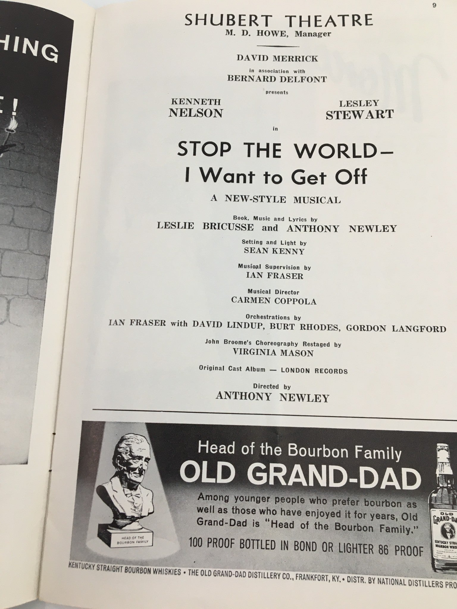 1963 Playbill Shubert Theatre Kenneth Nelson Stop The World - I Want To Get Off