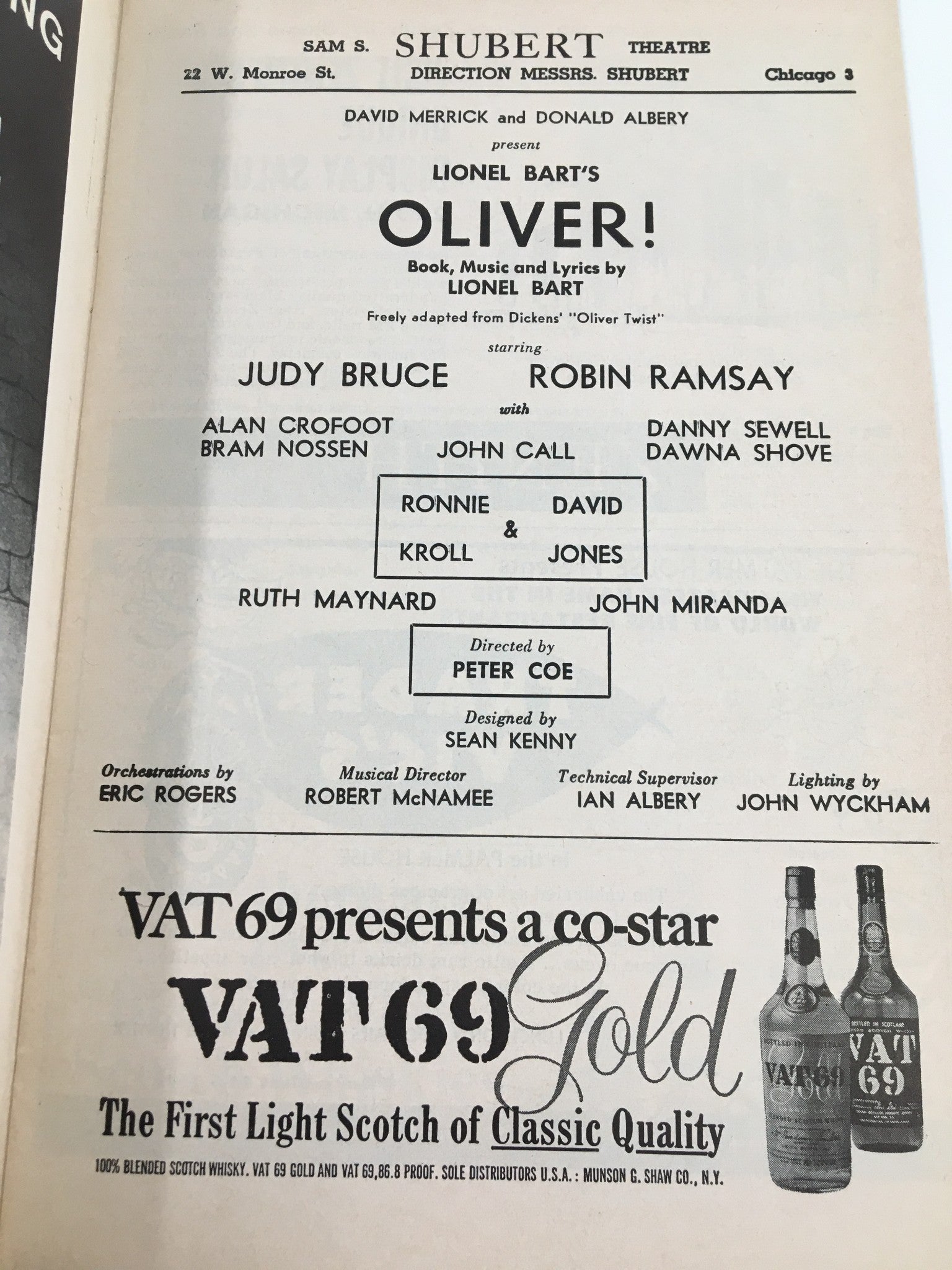 1965 Playbill Shubert Theatre Judy Bruce, Robin Ramsay in Lionel Bart's Oliver