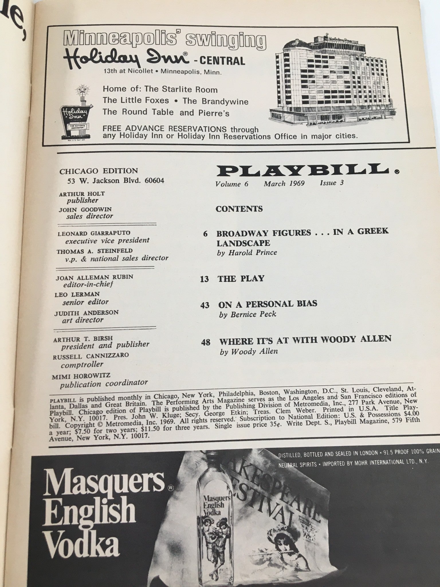 1969 Playbill Studebaker Theatre Stratford Festival of Canada Alchemist & Hamlet