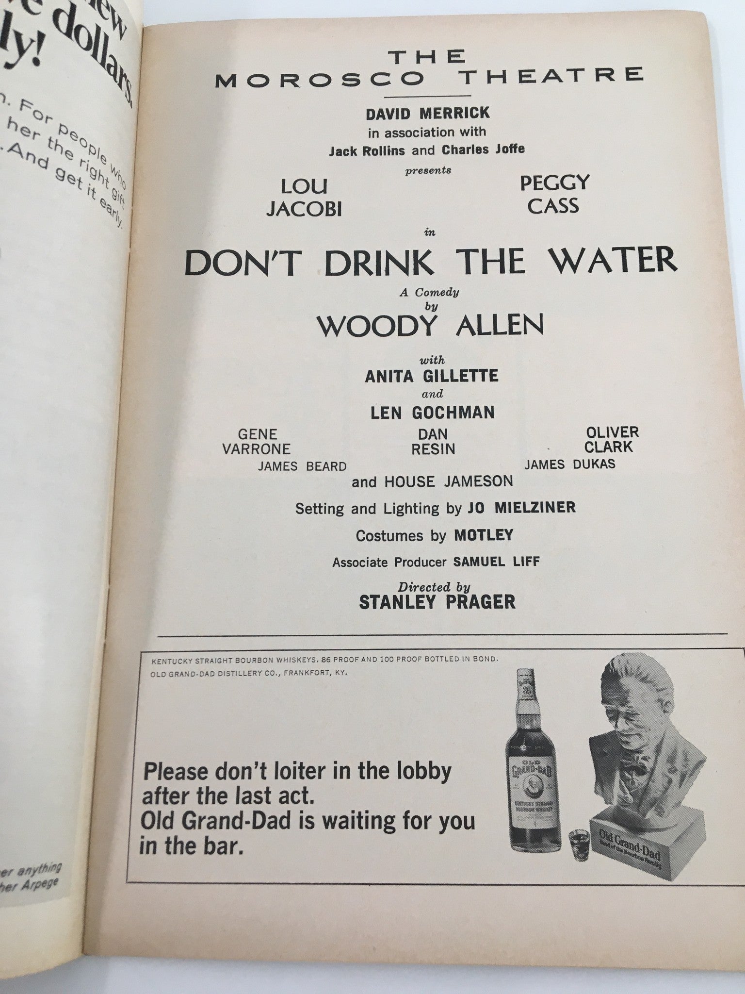 1967 Playbill The Morosco Theatre Lou Jacobi in Don't Drink The Water