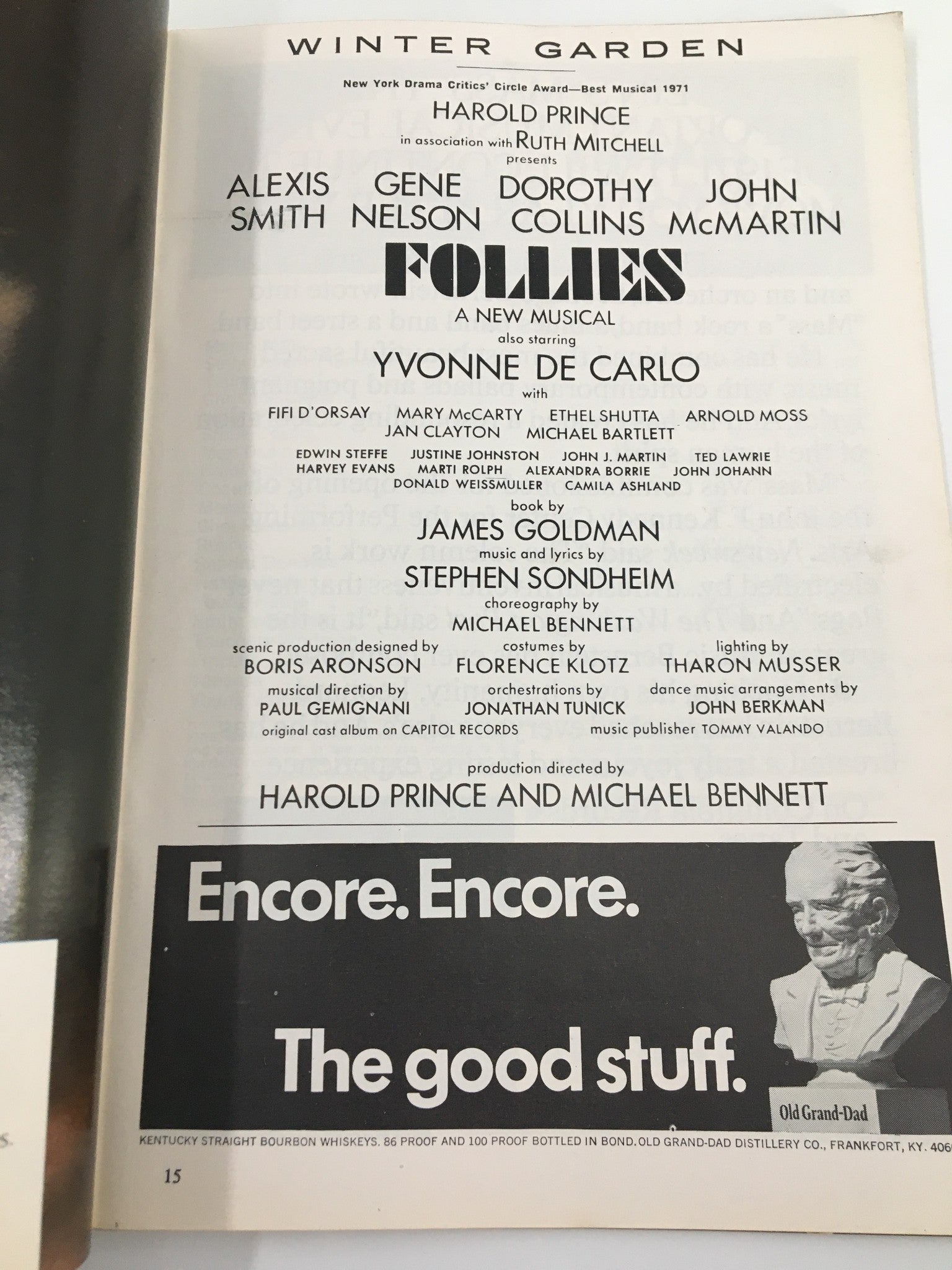 1972 Playbill Winter Garden Yvonna De Carlo, Alexis Smith in Follies