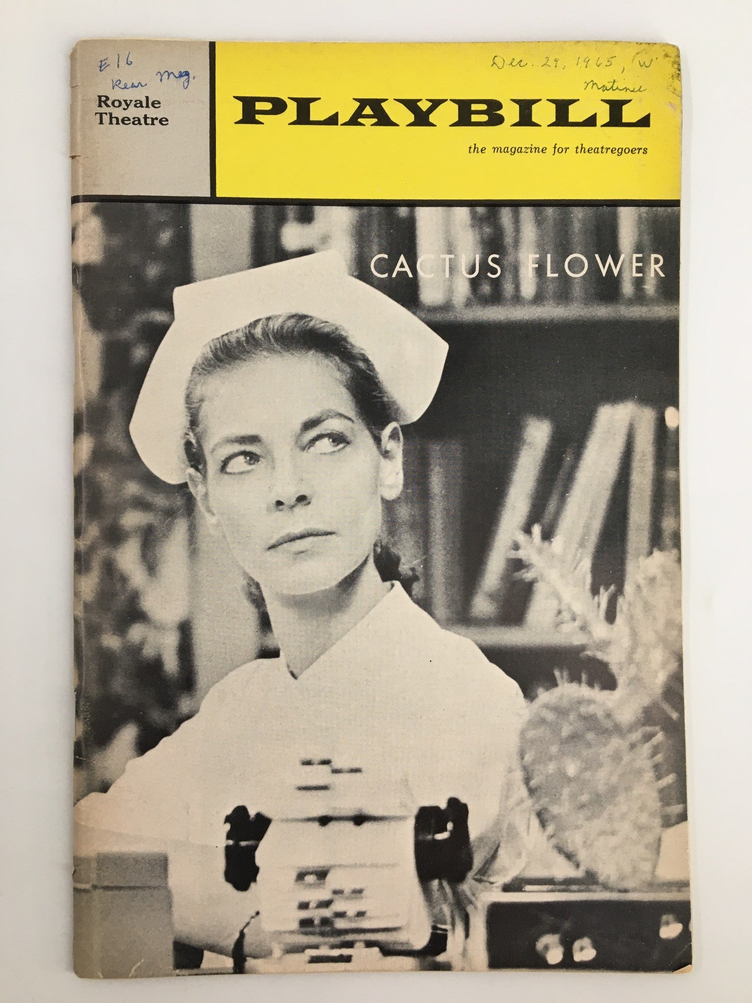 1965 Playbill Royale Theatre Lauren Bacall, Barry Nelson in Cactus Flower