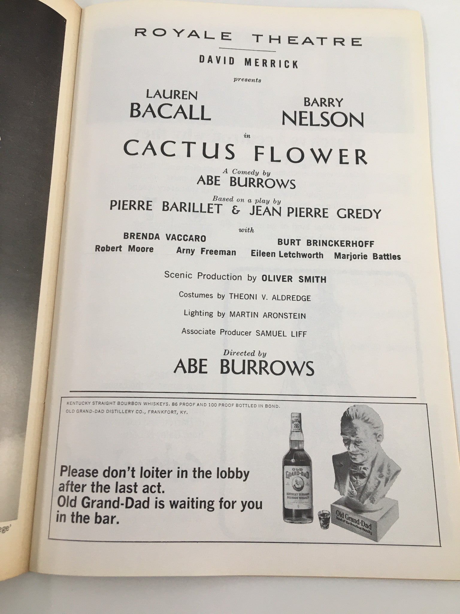 1965 Playbill Royale Theatre Lauren Bacall, Barry Nelson in Cactus Flower