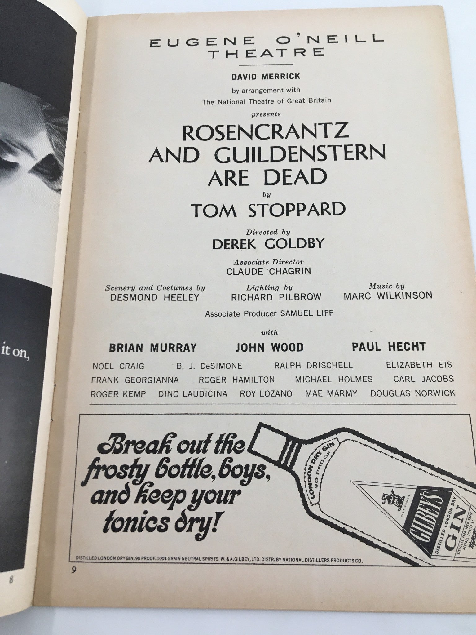 1968 Playbill Eugene O'Neill Theatre Rosencrantz and Guildenstern Are Dead