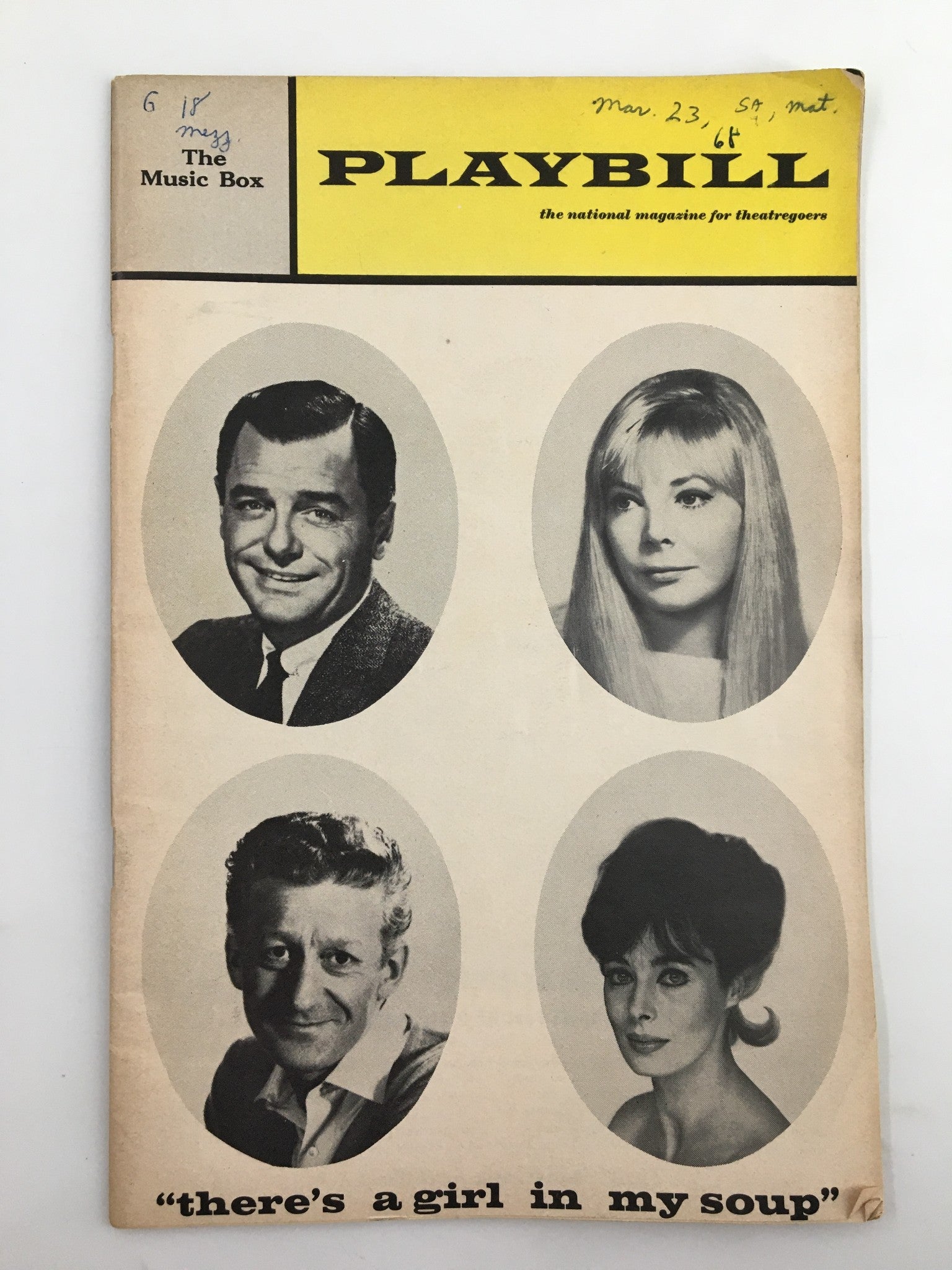 1968 Playbill The Music Box Gig Young in There's A Girl In My Soup