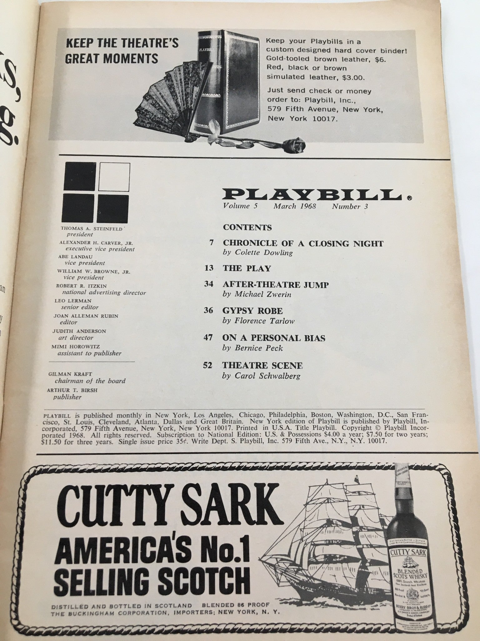 1968 Playbill The Music Box Gig Young in There's A Girl In My Soup