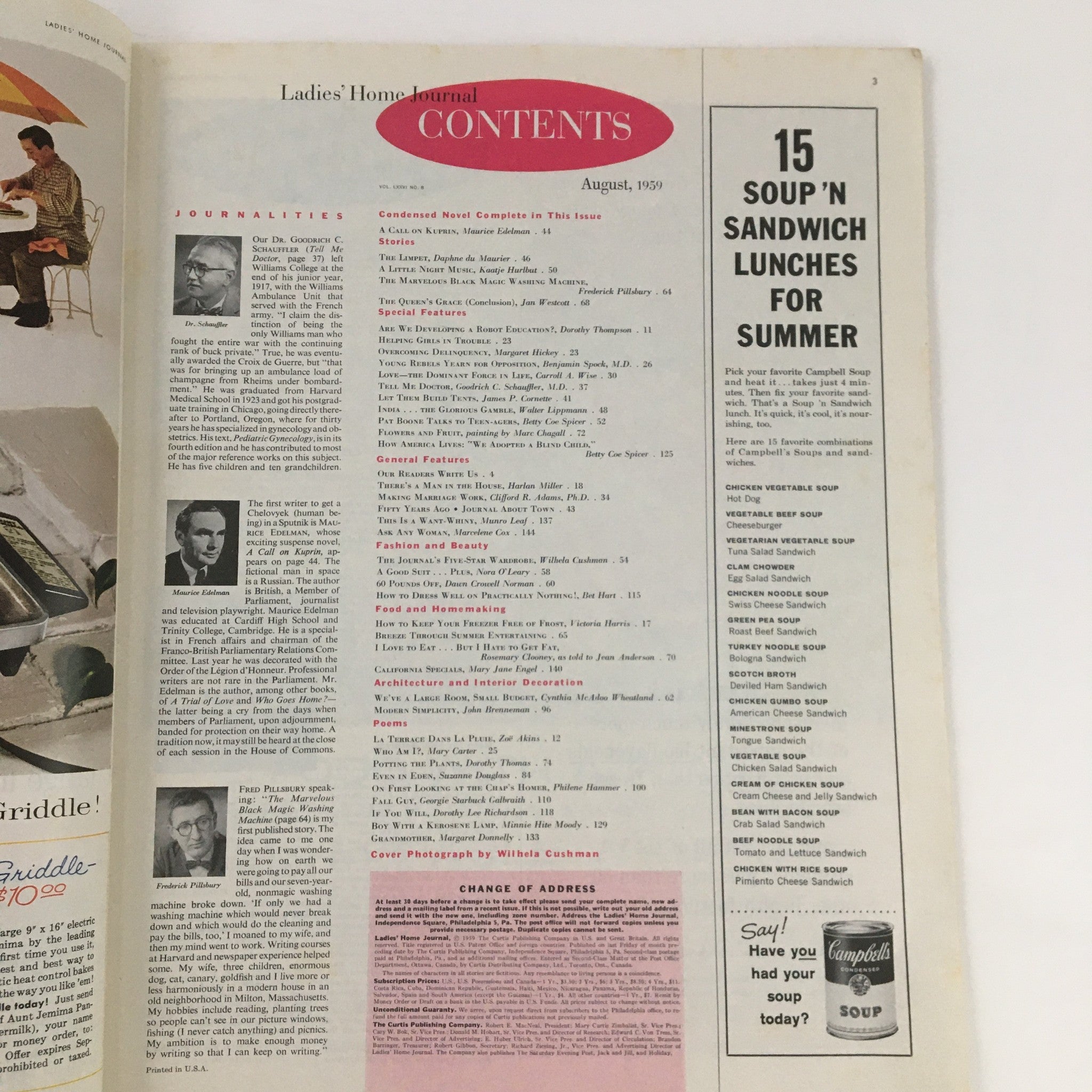 Ladies' Home Journal Magazine August 1959 Pat Boone Answers Teen-Agers Questions