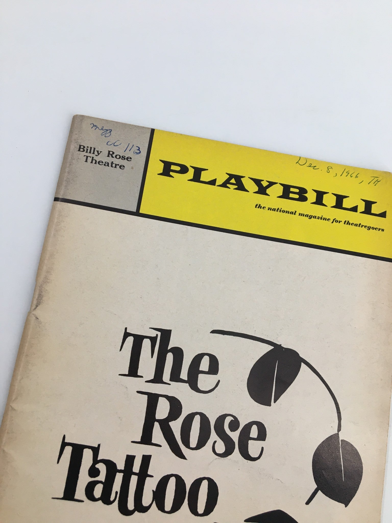 1966 Playbill Billy Rose Theatre Maureen Stapleton in The Rose Tattoo