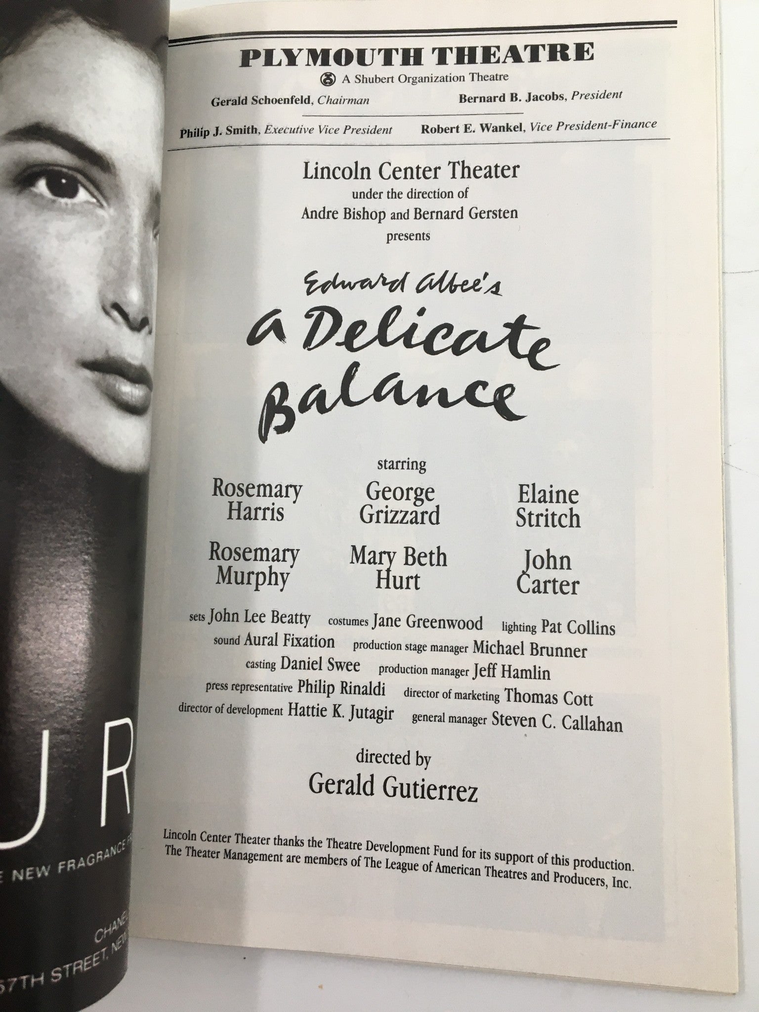 1996 Playbill Plymouth Theatre Roasemary Harris in A Delicate Balance