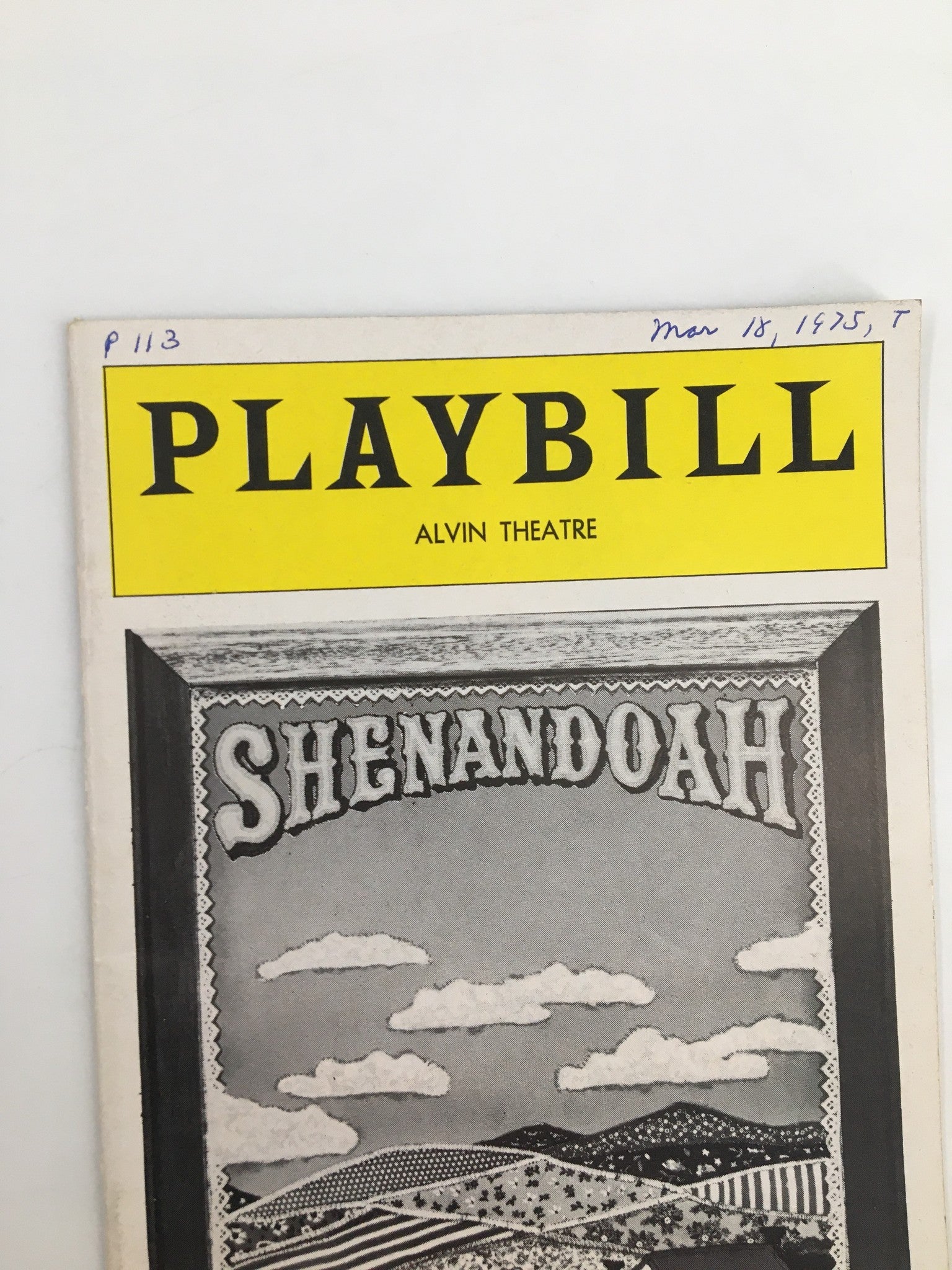 1975 Playbill Alvin Theatre John Cullum, Donna Theodore in Shenandoah